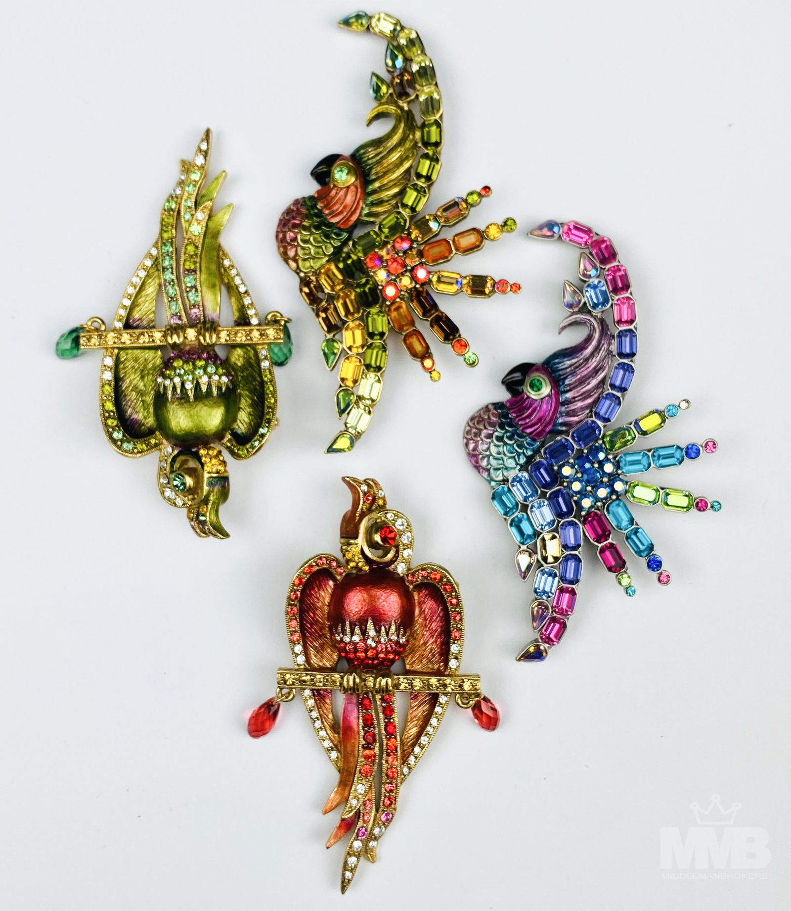 4 Sweet Romance Rhinestone Enamel Bird Brooch Pins (1 of 8)