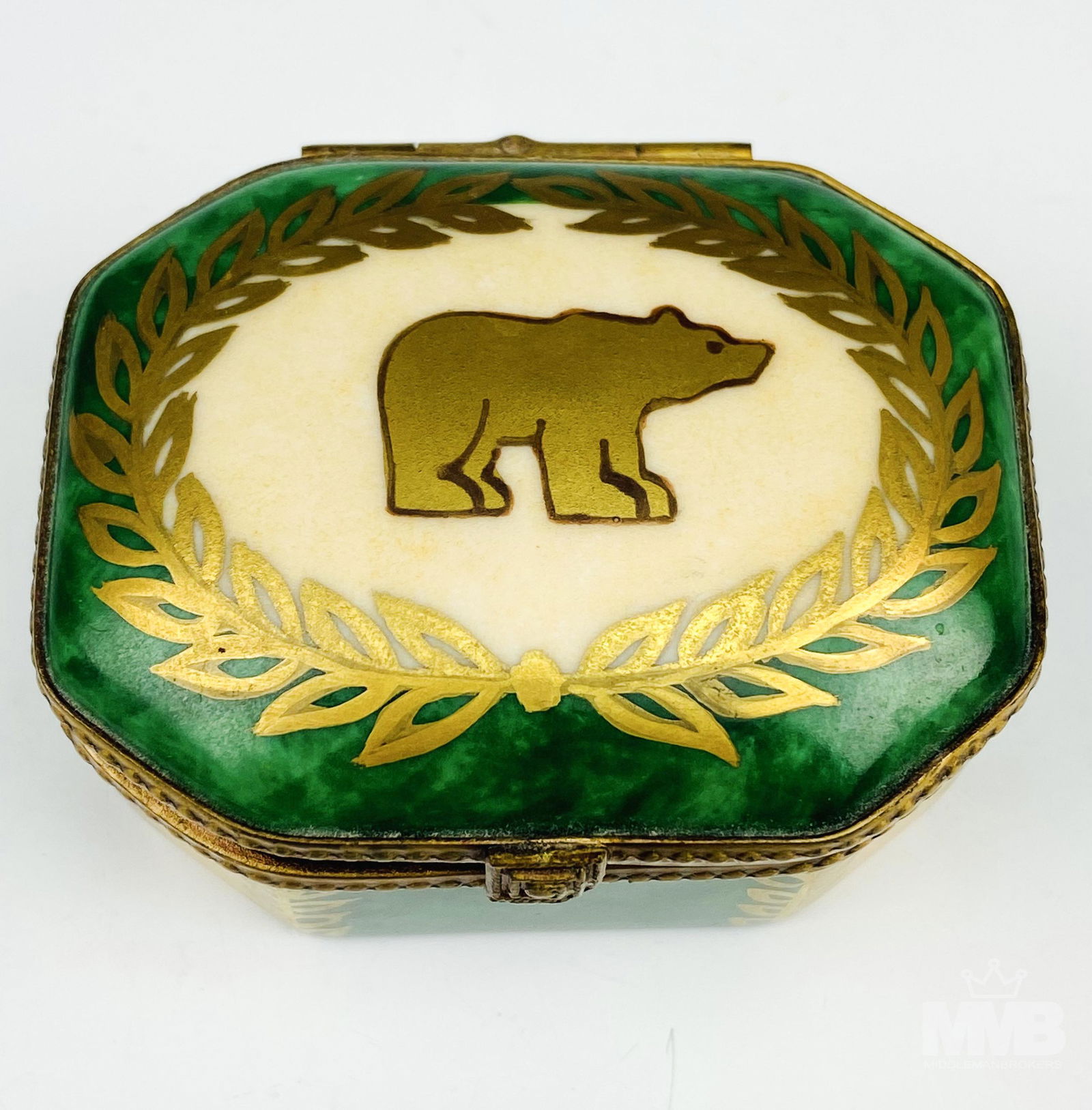 Limoges French Porcelain Golden Bear Trinket Box (1 of 6)
