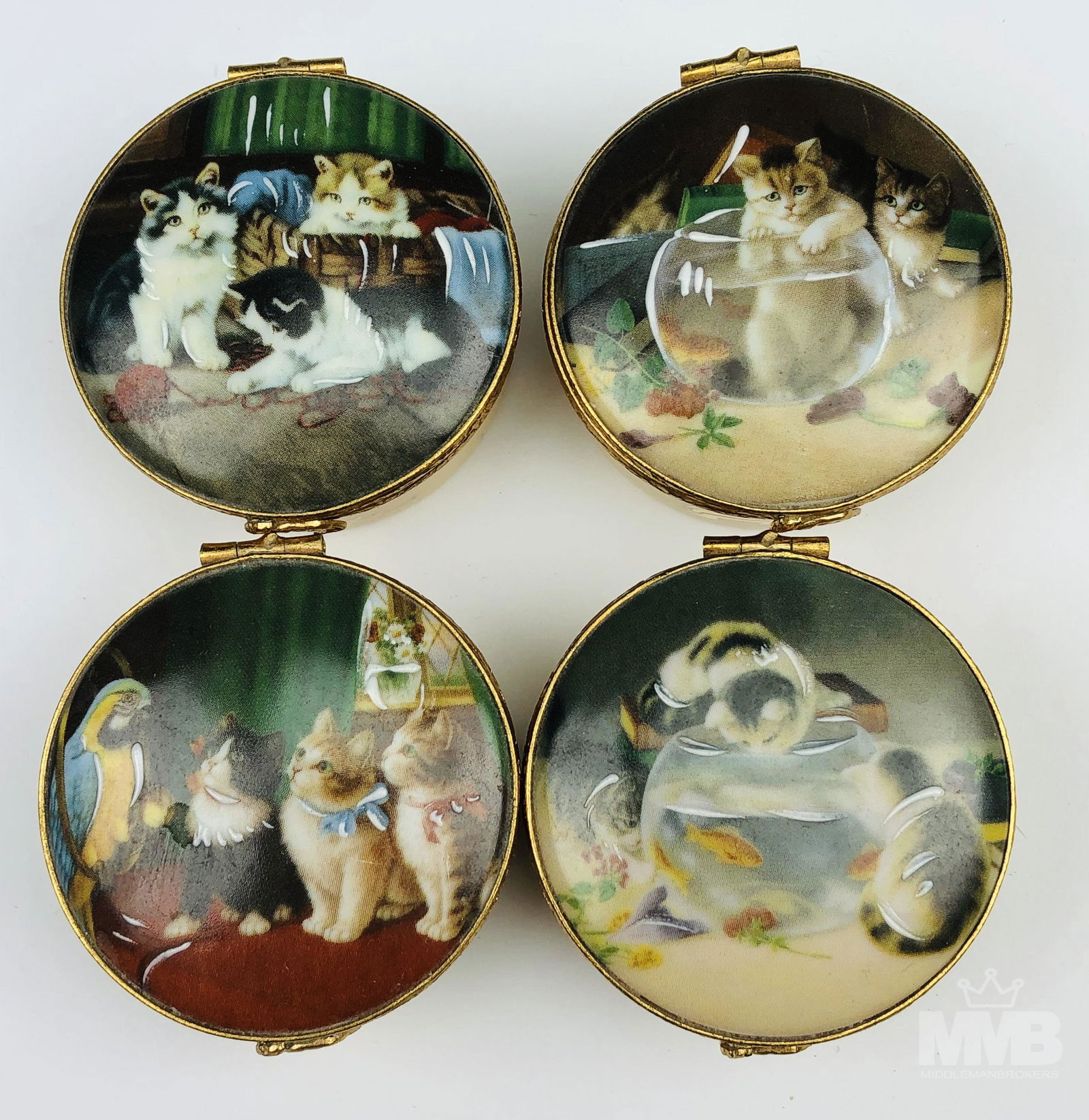 4 Artoria Limoges Kitten Cat Trinket Jewelry Boxes (1 of 6)