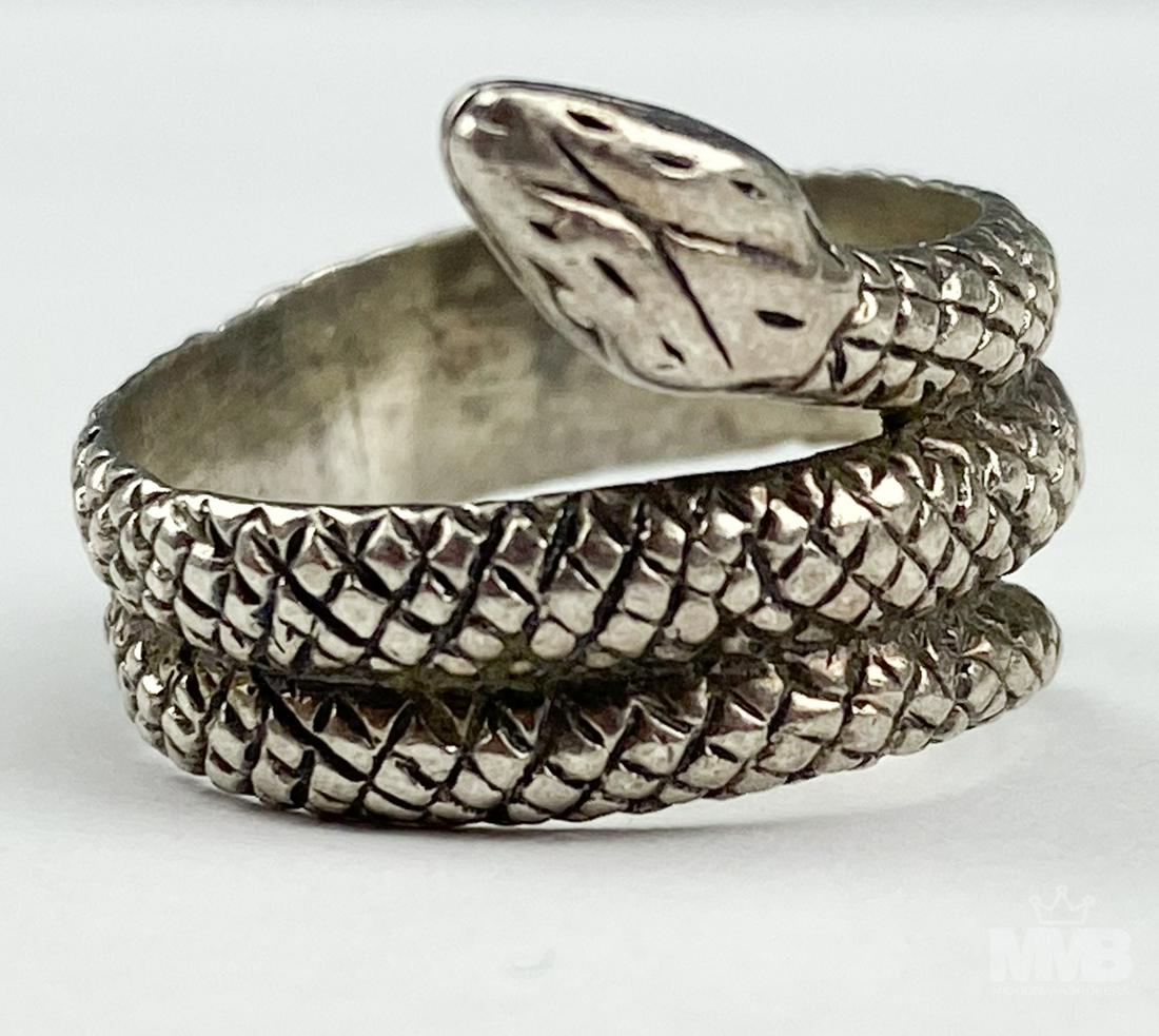 Sterling Silver Snake Serpent Cocktail Ring Sz 5 (1 of 4)