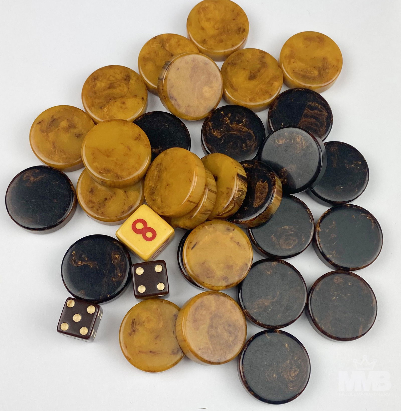 Bakelite Butterscotch Root Beer Backgammon Pieces (1 of 4)