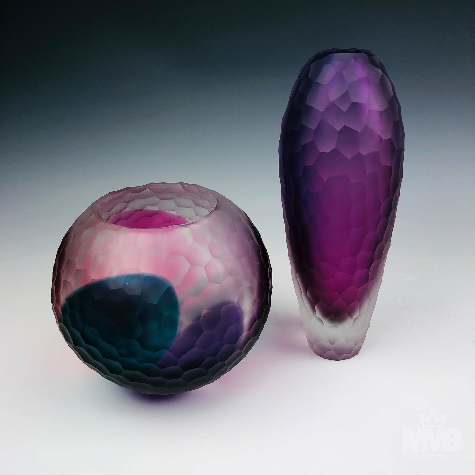 Modern Faceted Art Glass Crystal SIGNED Vases (1 of 5)
