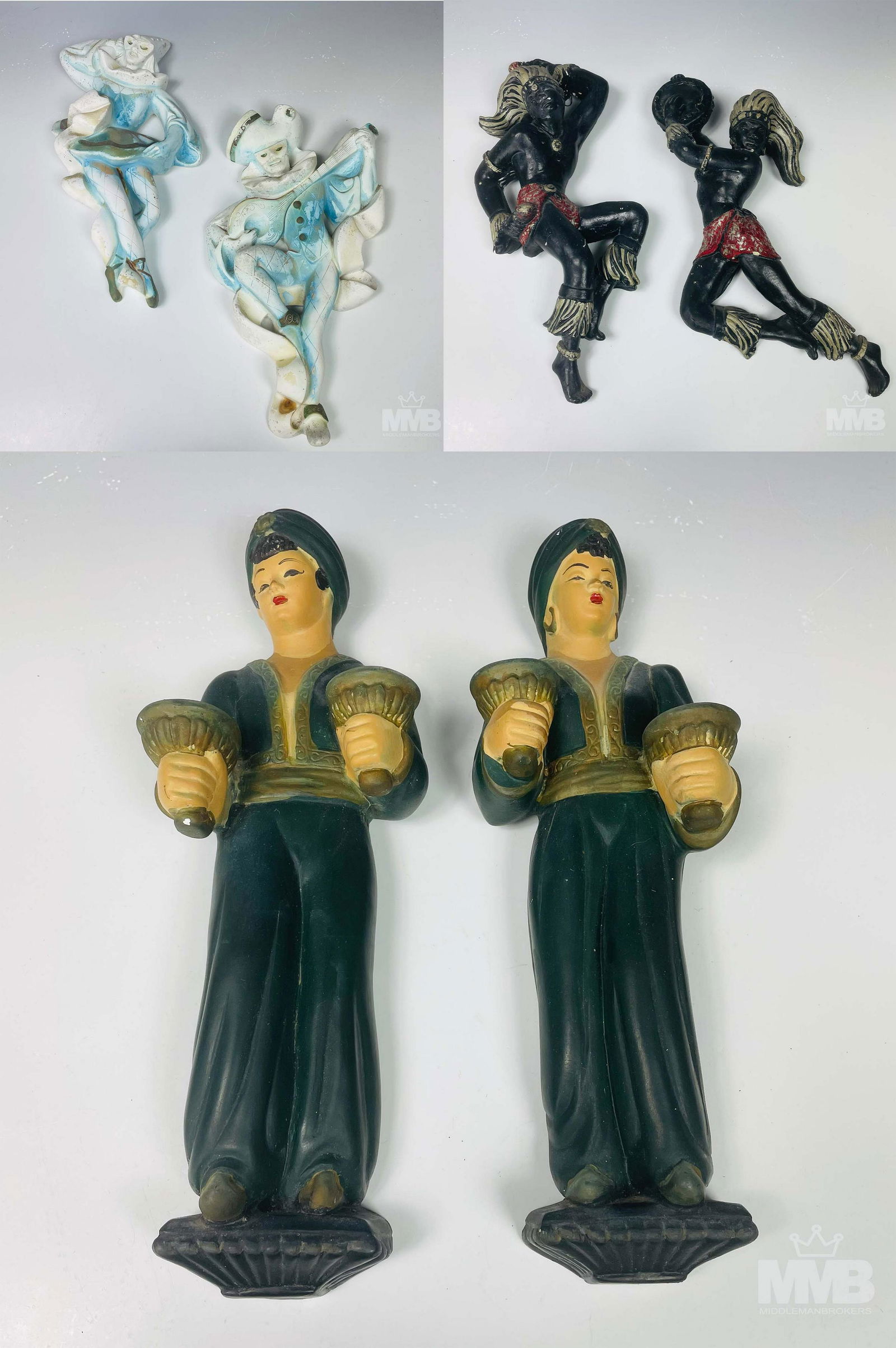 6 Figural Chalkware Plaster Hanging Wall Sculpture (1 of 7)