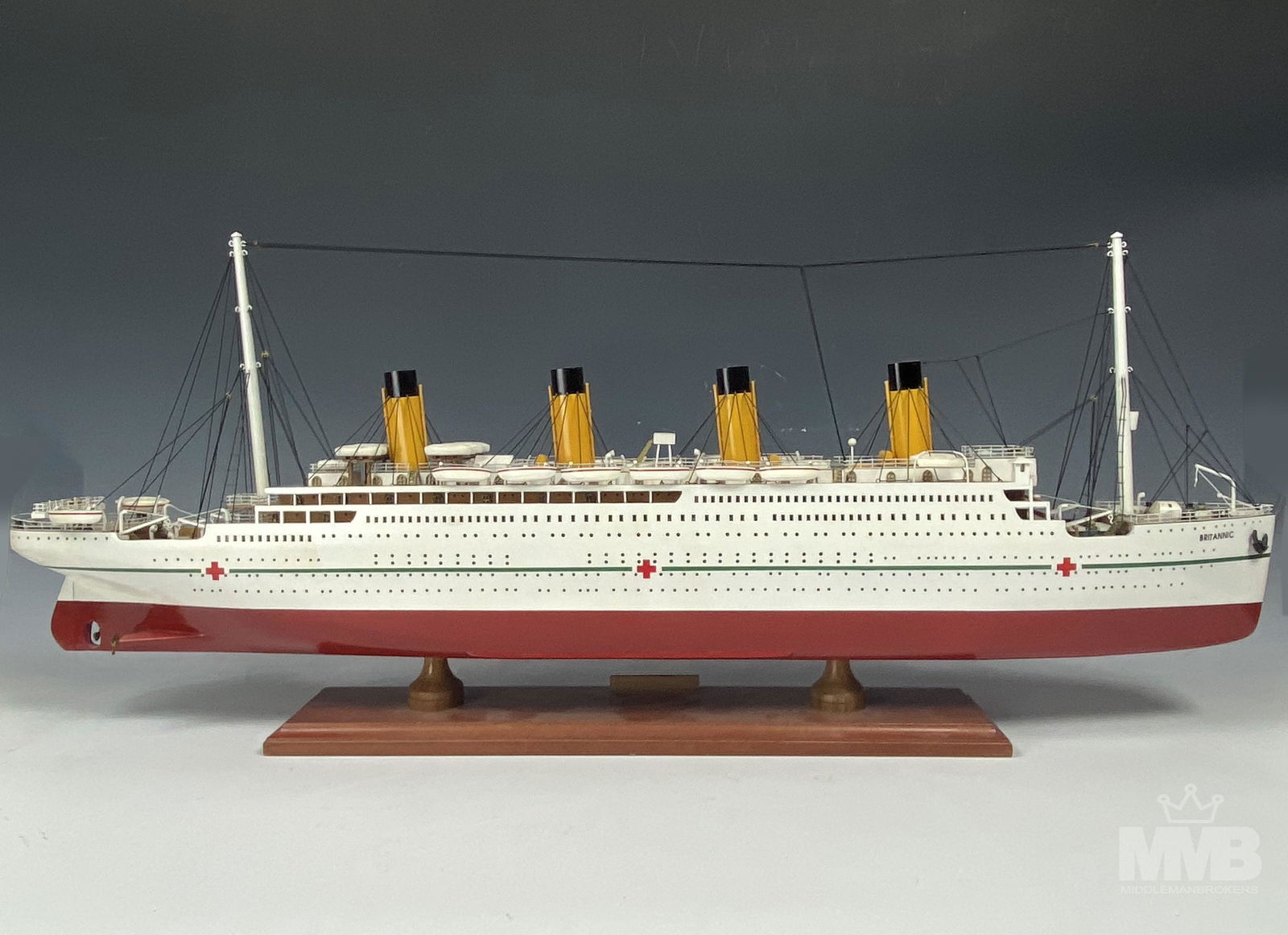 HMHS Britannic Handmade 32" Wood Model Steam Ship (1 of 6)