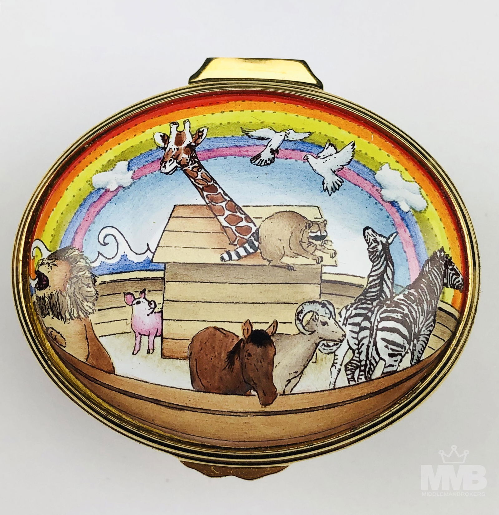 Halcyon Days Enamel Noah's Ark Trinket Snuff Box (1 of 5)