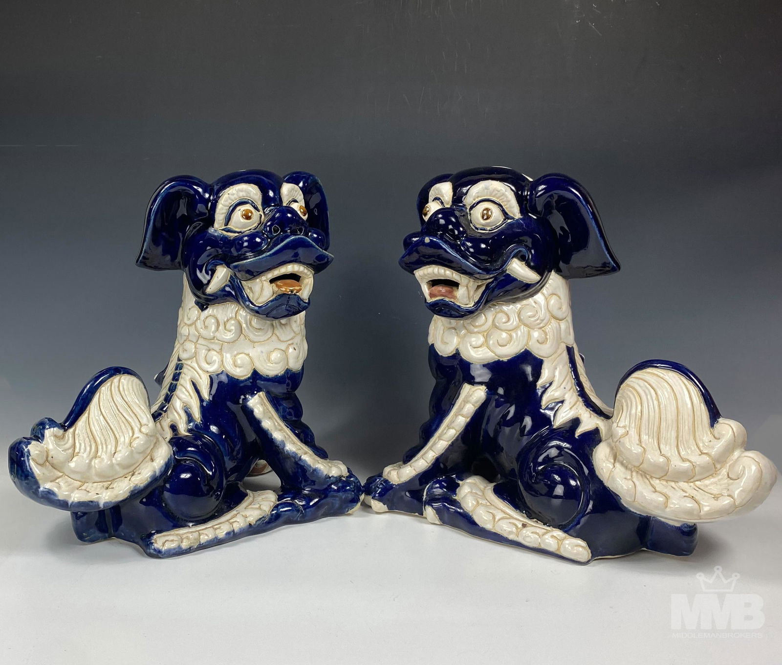 Pr Chinese Export LARGE Ceramic Foo Dog Sculptures (1 of 6)