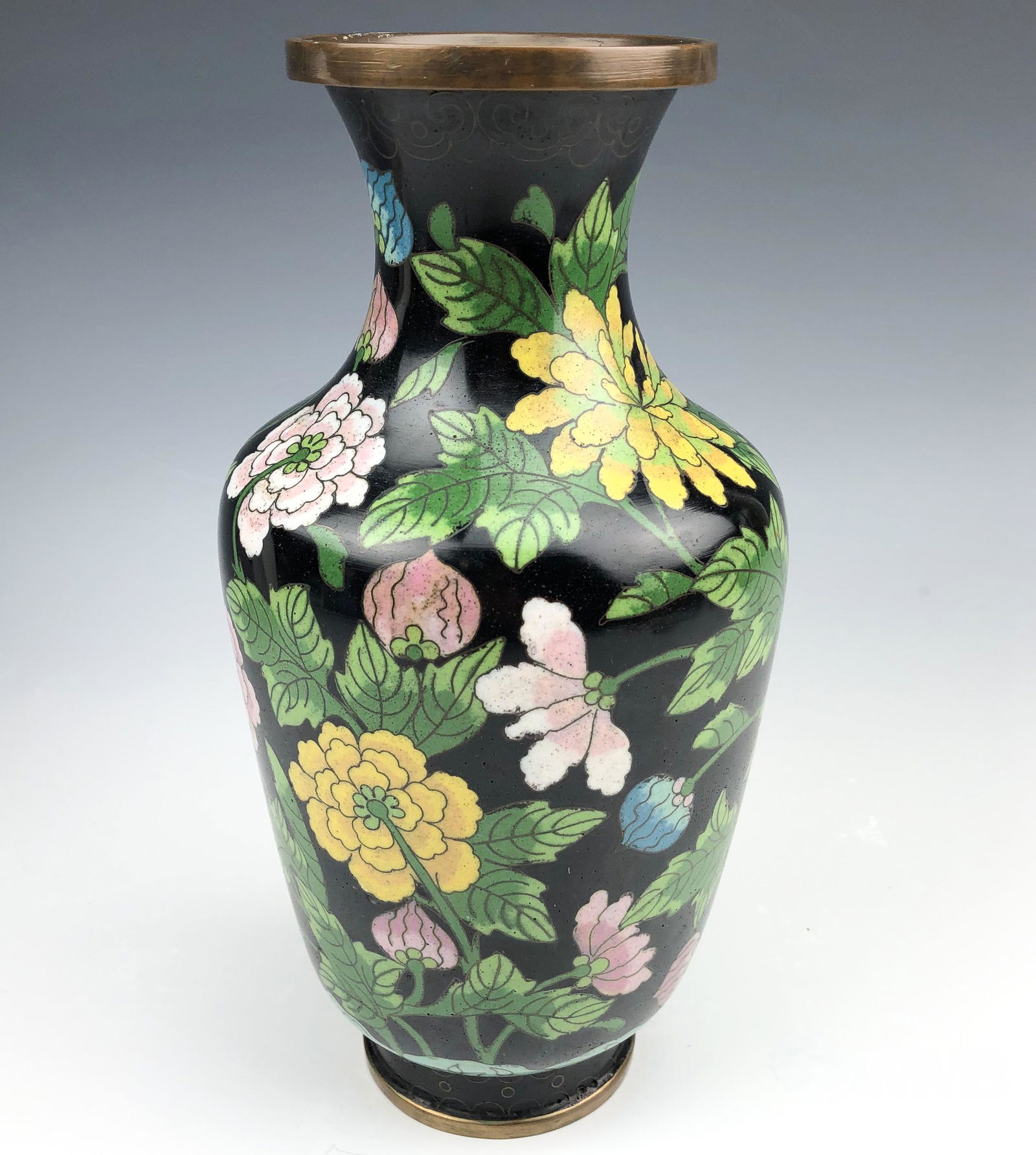 Chinese Cloisonne Flower Blossom Enamel Vase (1 of 4)
