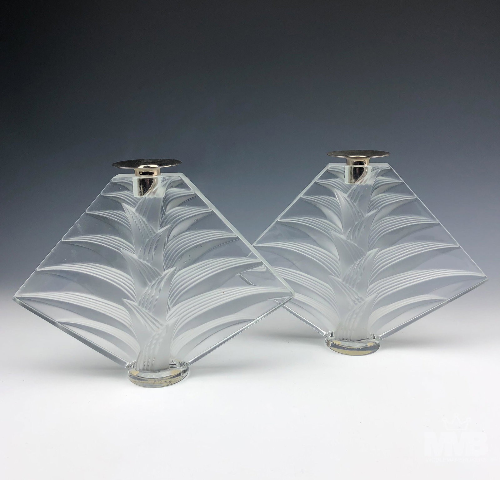 Pr Lalique Crystal Ravelana Art Glass Candleholder (1 of 8)
