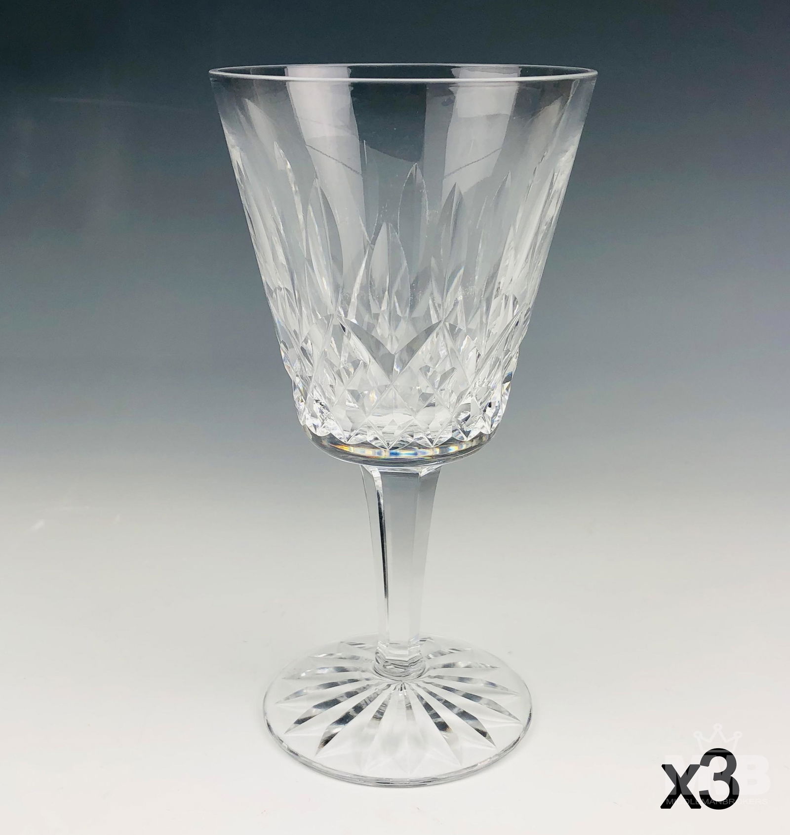 3 Waterford Crystal "Lismore" 6 1/2" Glass Goblets (1 of 4)