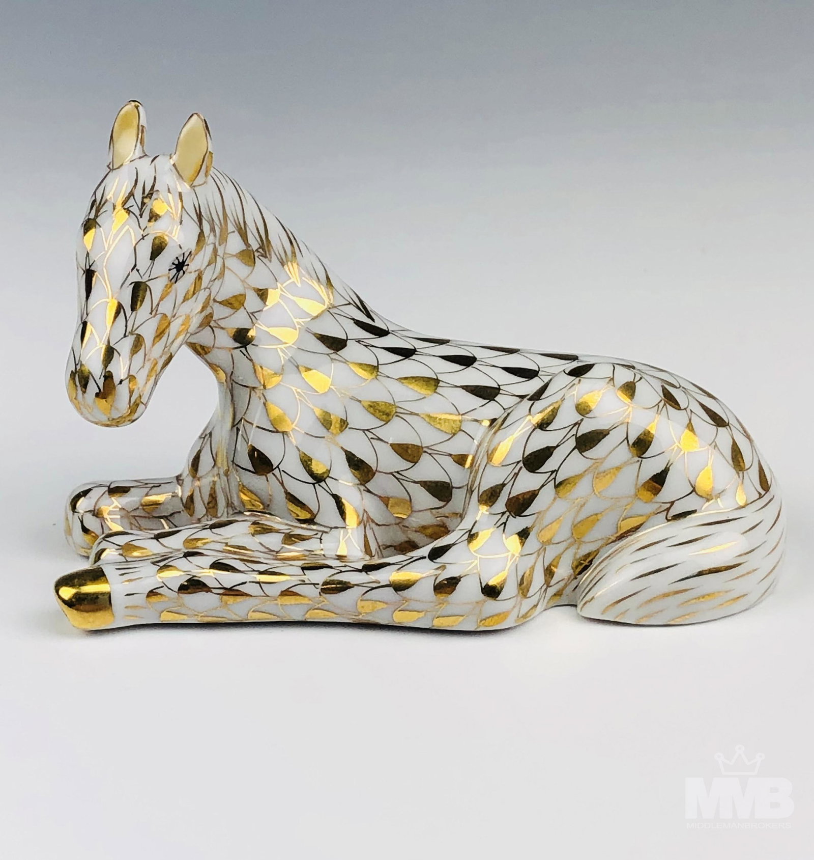 Herend Gold Fishnet Horse Foal Porcelain Figurine (1 of 3)