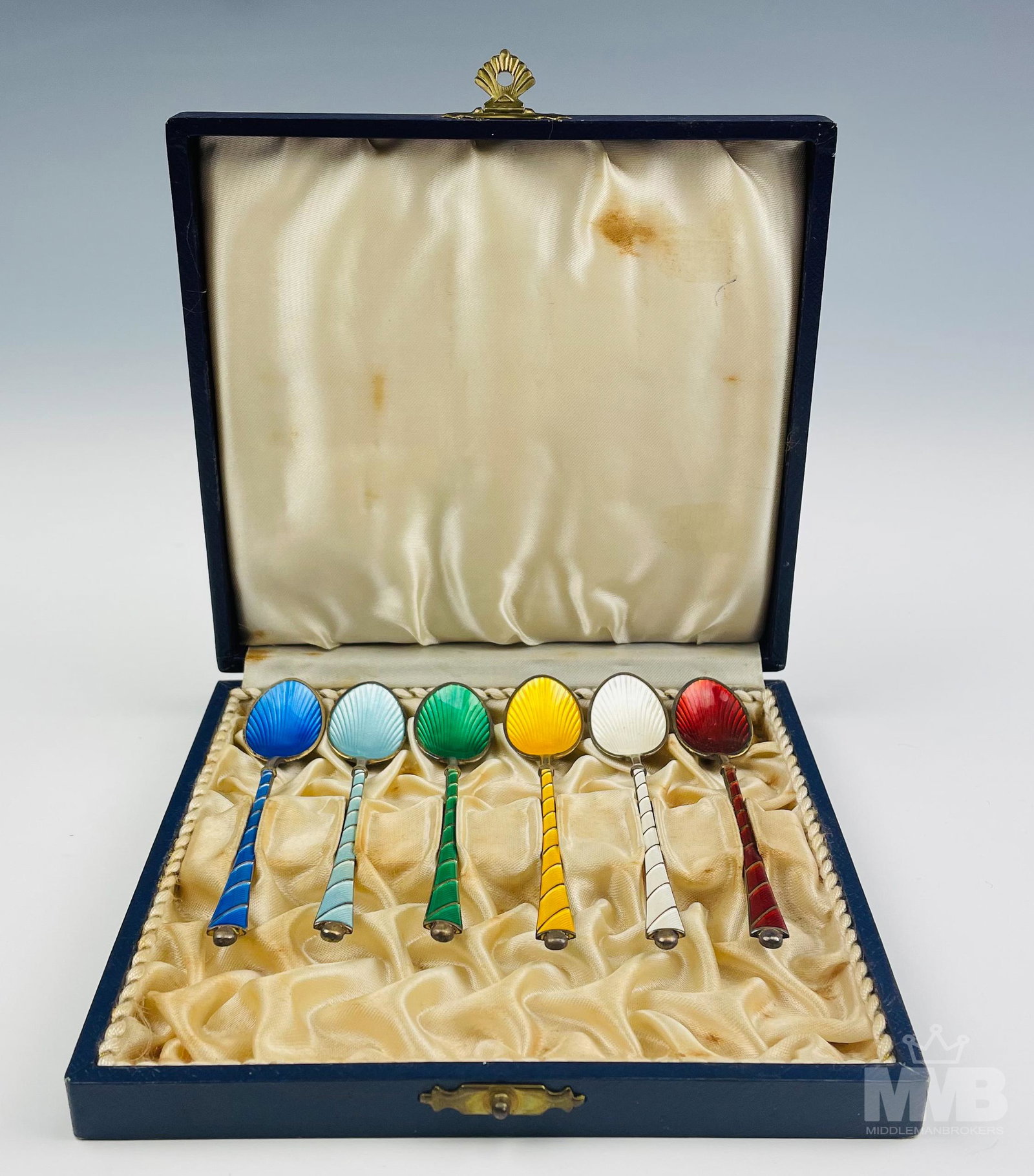 6 Ela Denmark Sterling Guilloche Demitasse Spoons (1 of 5)