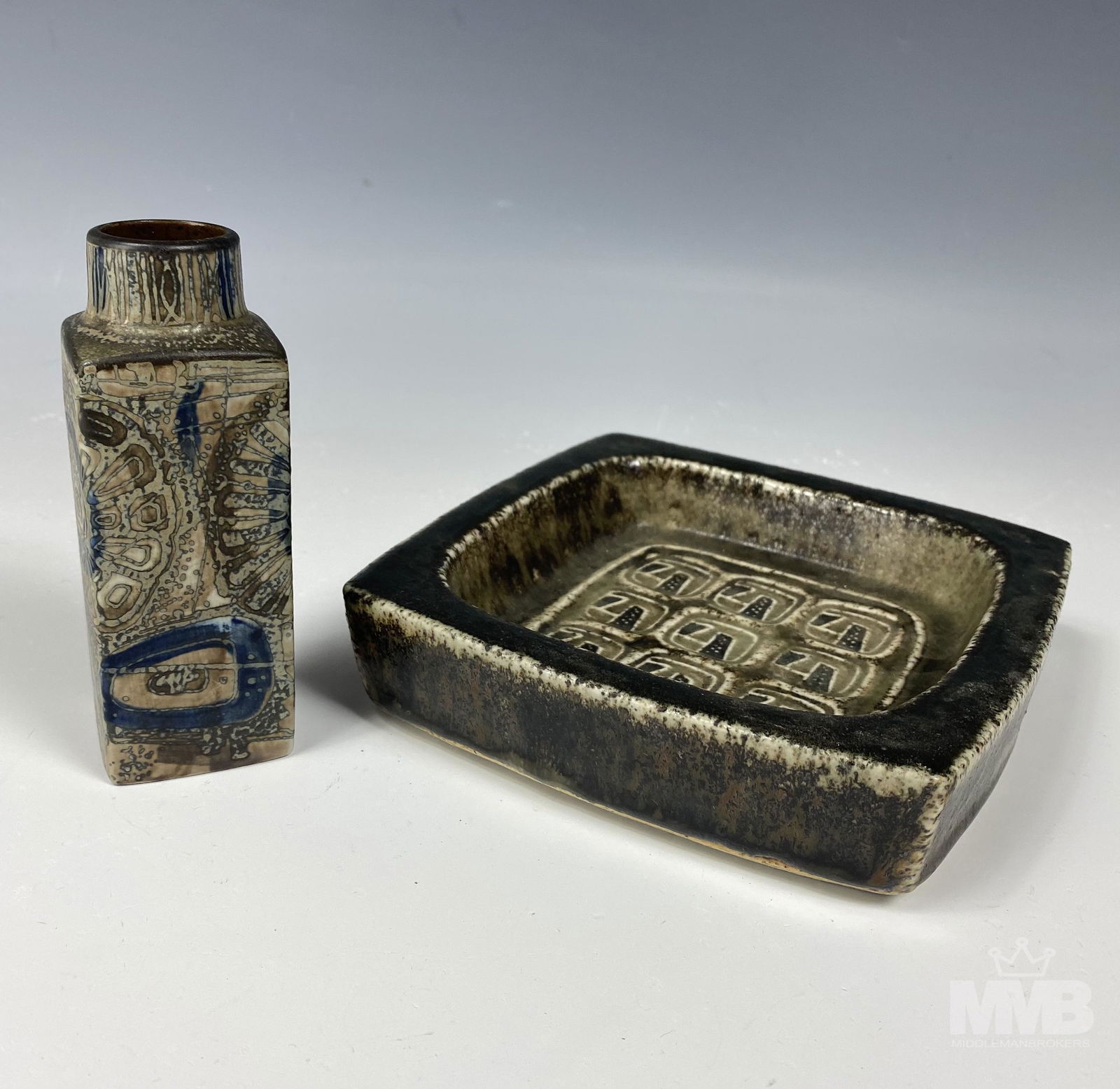 Royal Copenhagen Mid Century Pottery Vase & Tray (1 of 6)