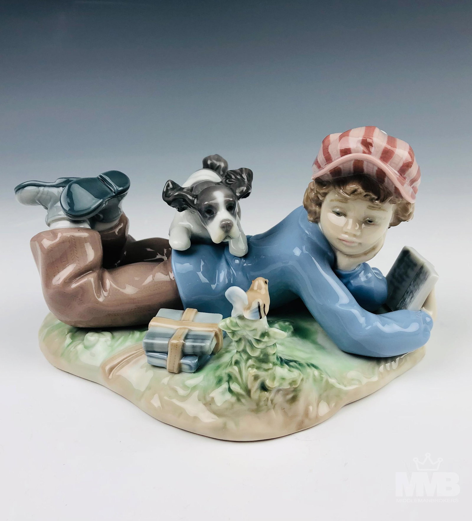 Lladro Study Buddies #5451 Boy Dog & Bird Figurine (1 of 3)