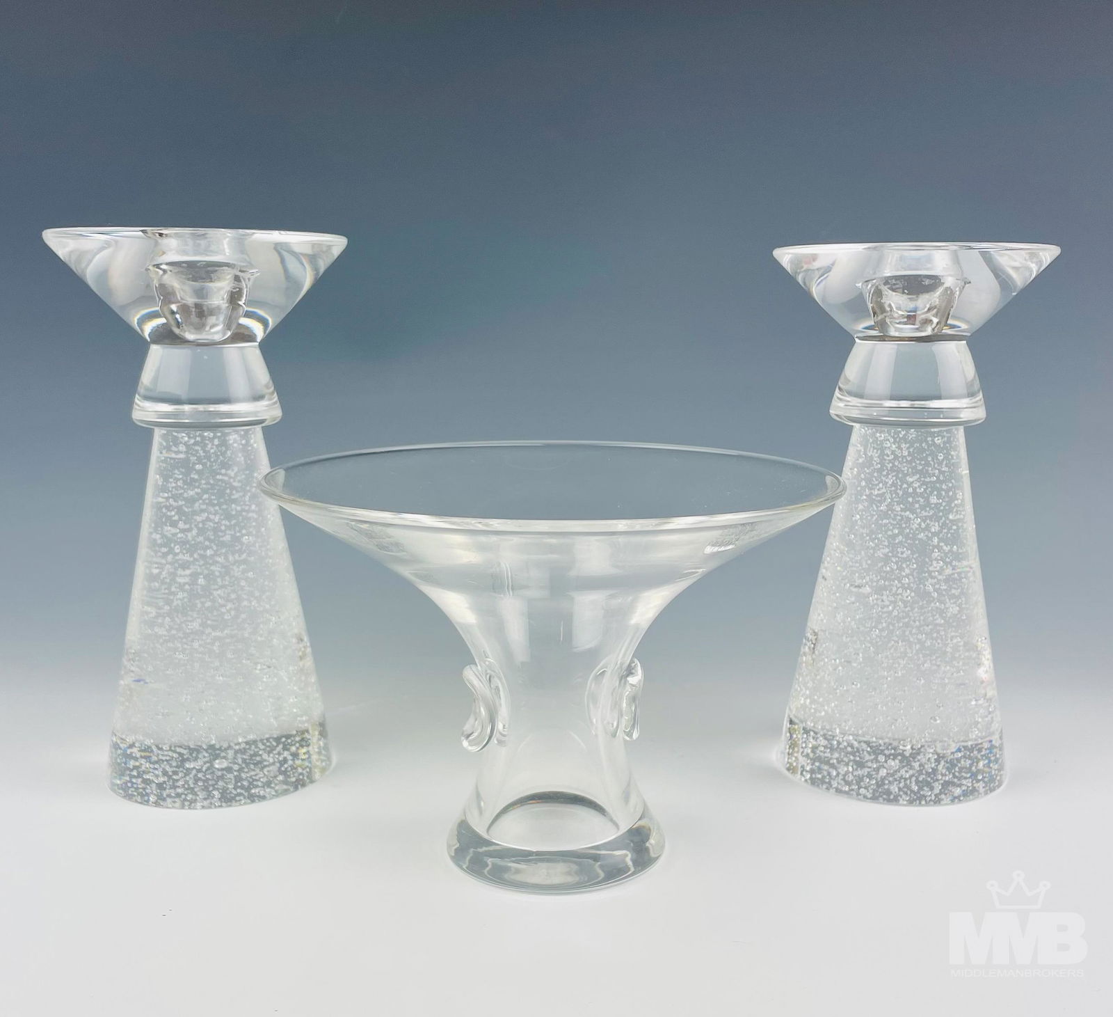 Steuben Crystal Starburst Candleholders & Vase (1 of 7)