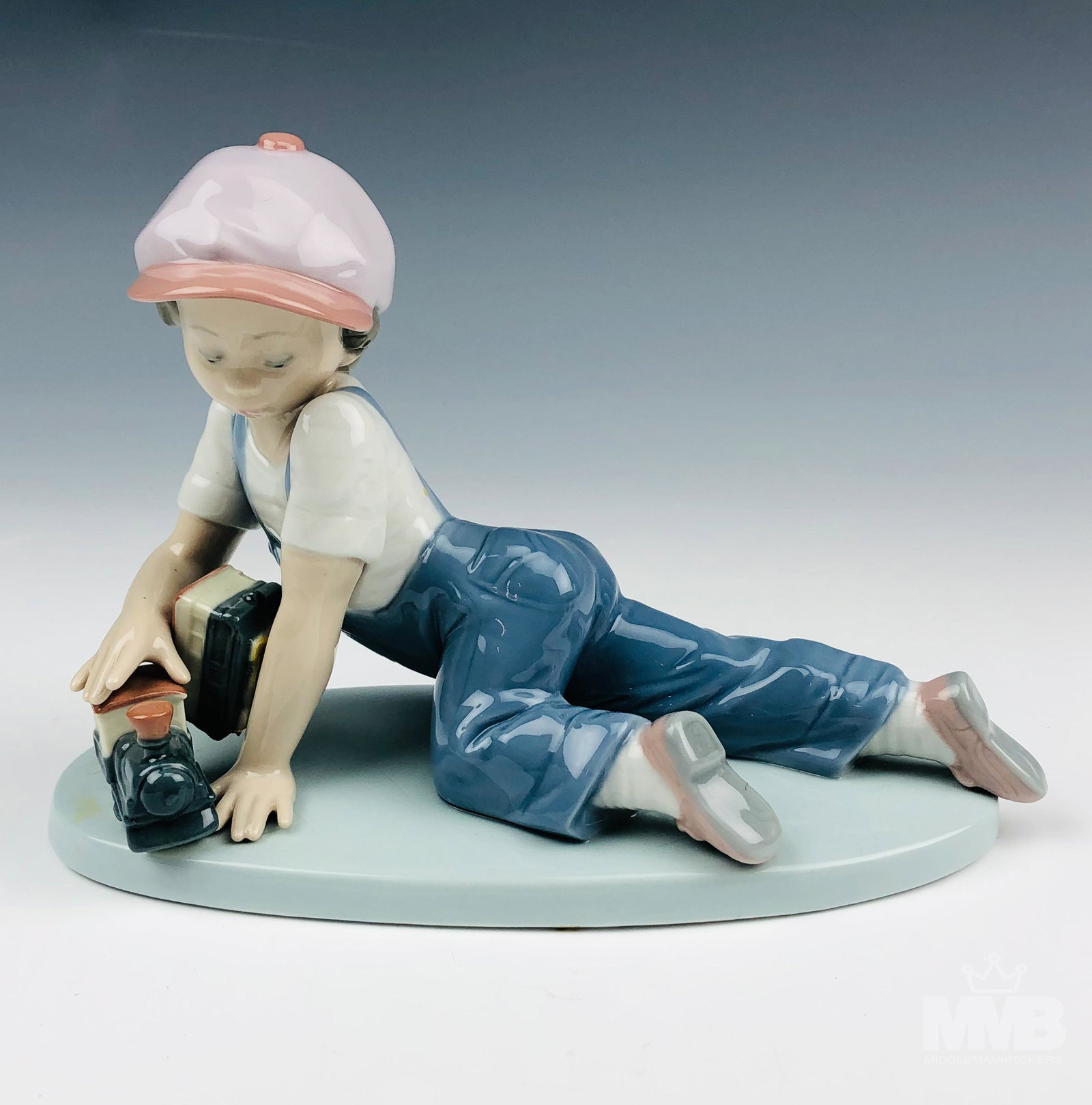 Lladro All Aboard # 7619 Boy w/ Toy Train Figurine (1 of 3)