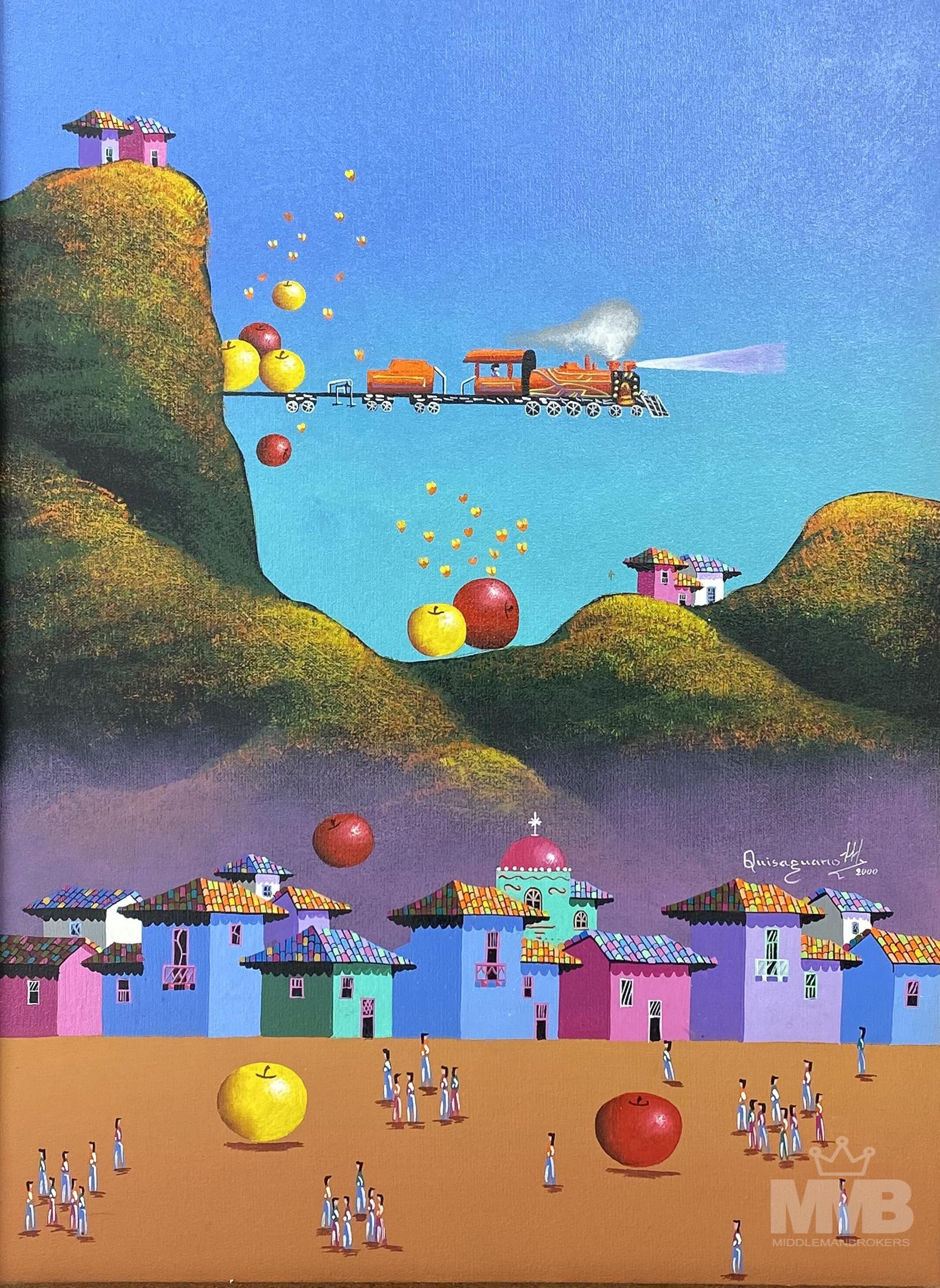 Mystery Artist Surrealist Oil on Canvas Painting (1 of 5)