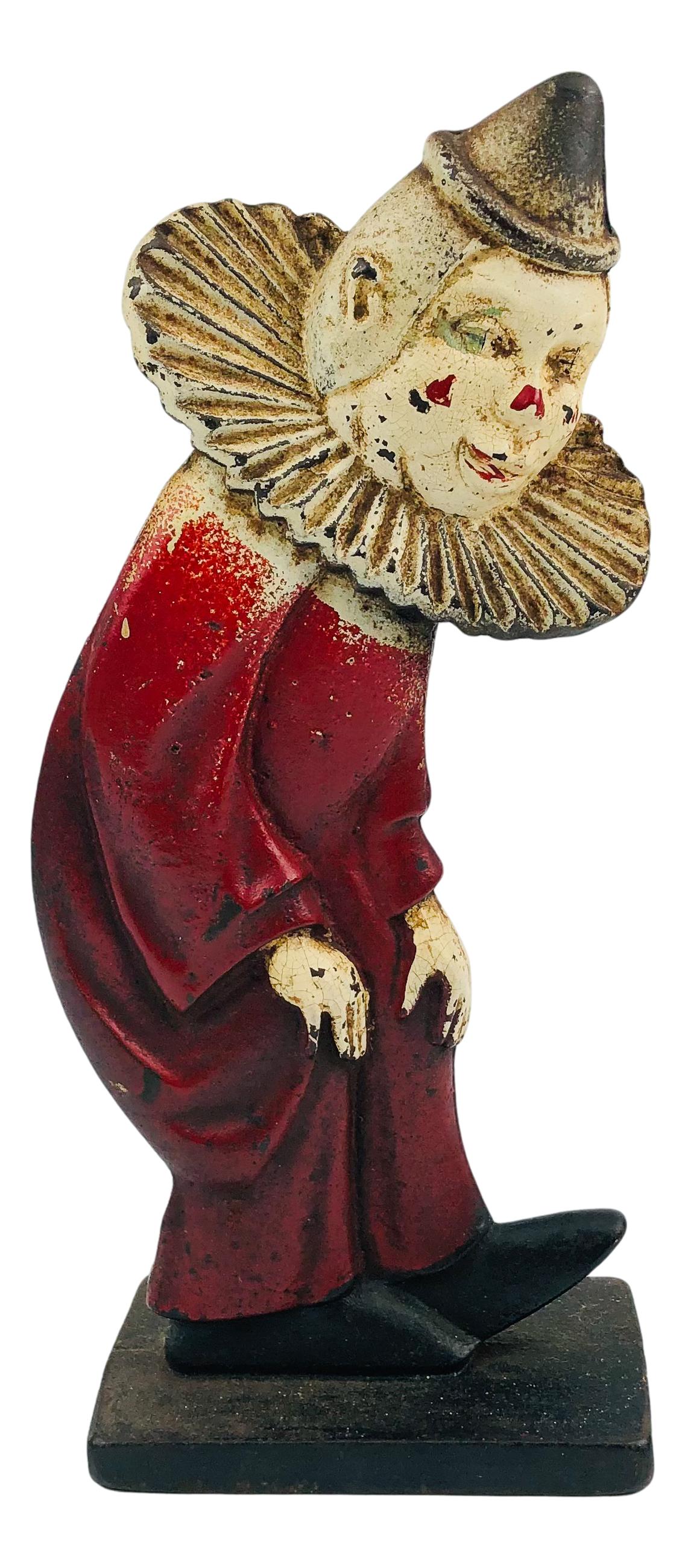 Antique Old Figural Red Clown Cast Iron Doorstop (1 of 4)