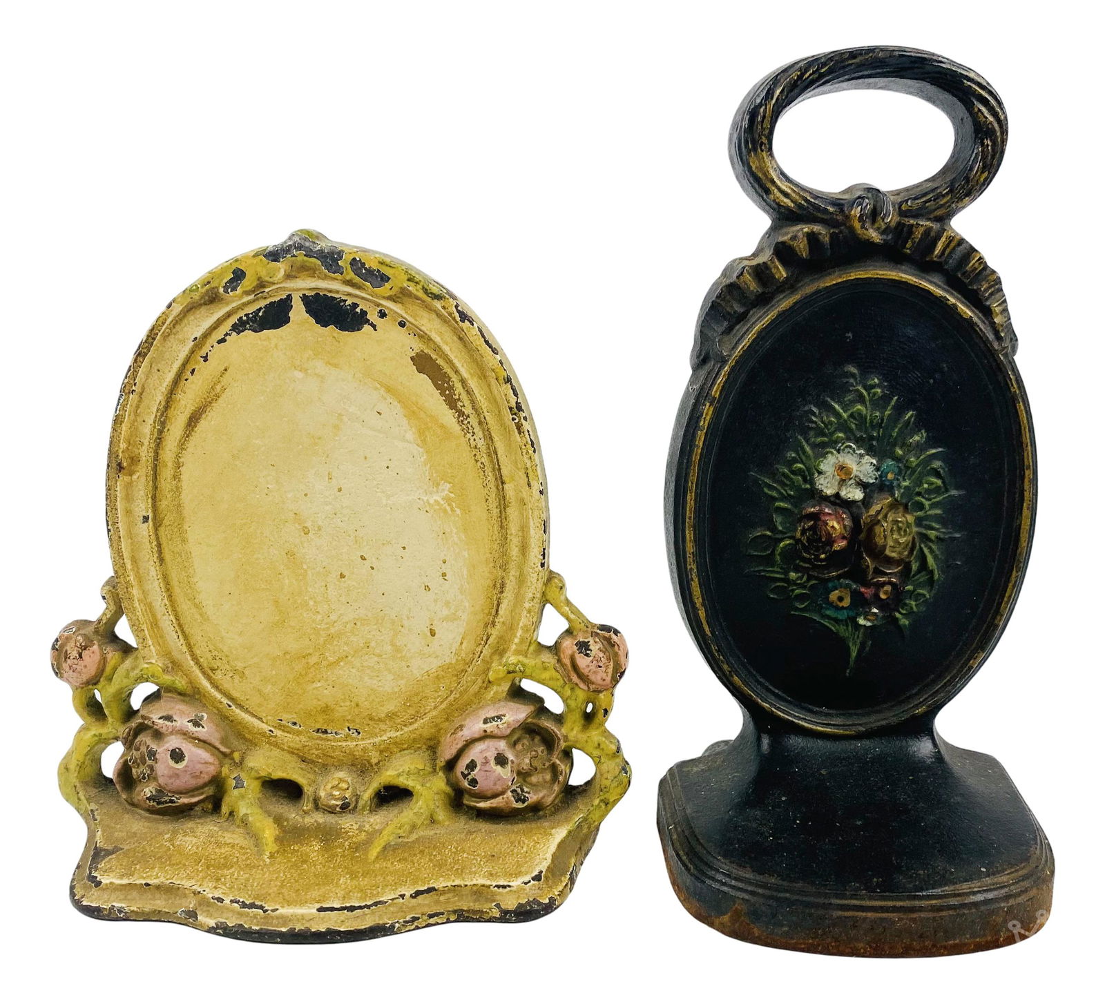 Lot of B & H Cast Iron Oval with Flowers Doorstop (1 of 5)