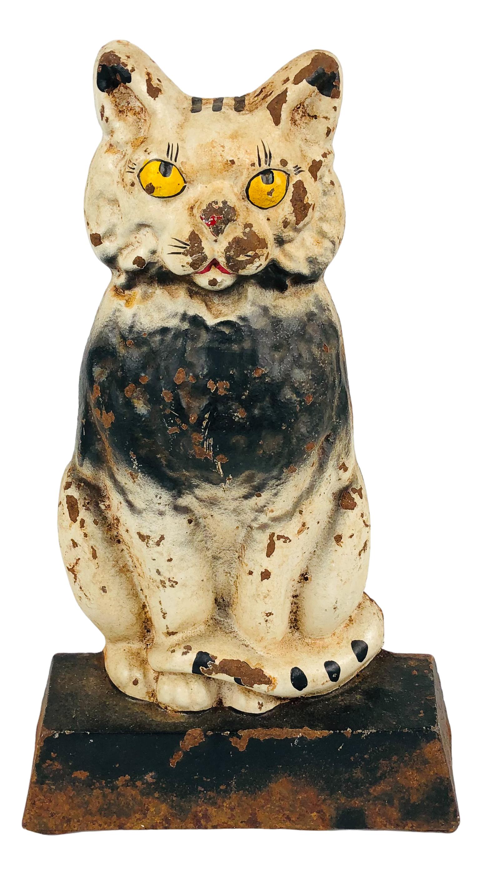 Cast Iron Rolling Eyed Sitting Cat Cast Doorstop (1 of 4)