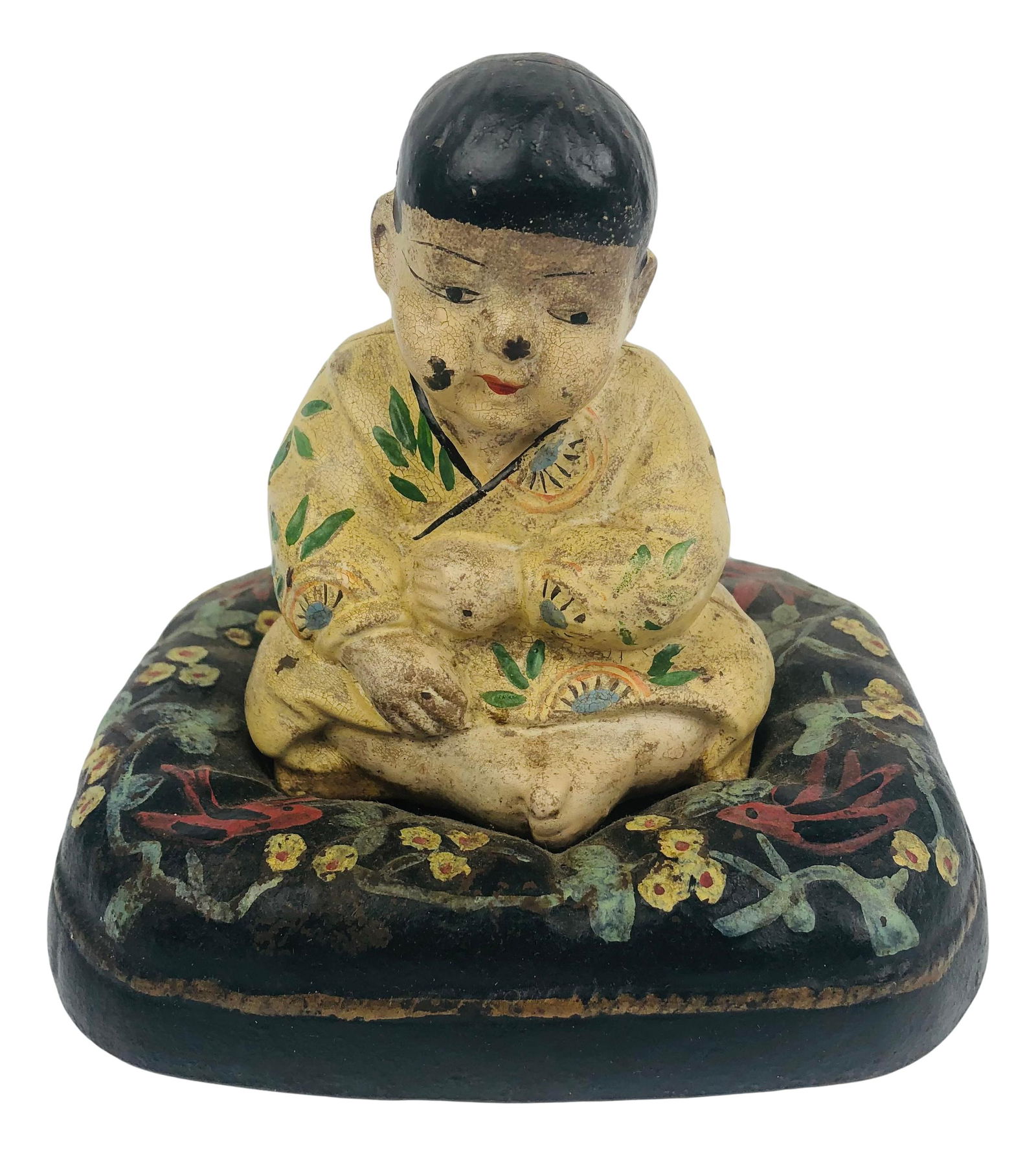 Antique Old Japanese Takeo Boy Cast Iron Doorstop (1 of 5)