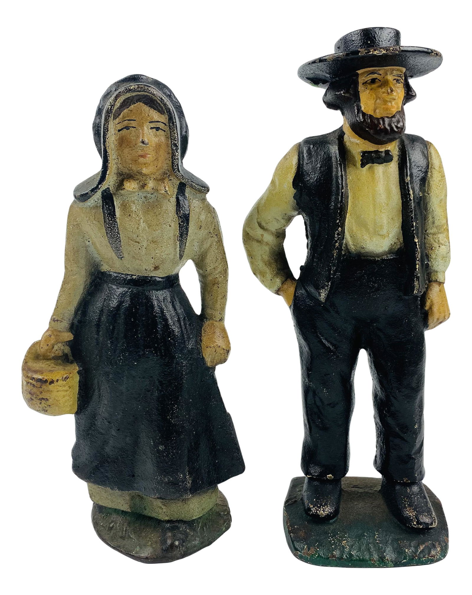Vintage Amish Man & Woman Pair Cast Iron Doorstop (1 of 3)