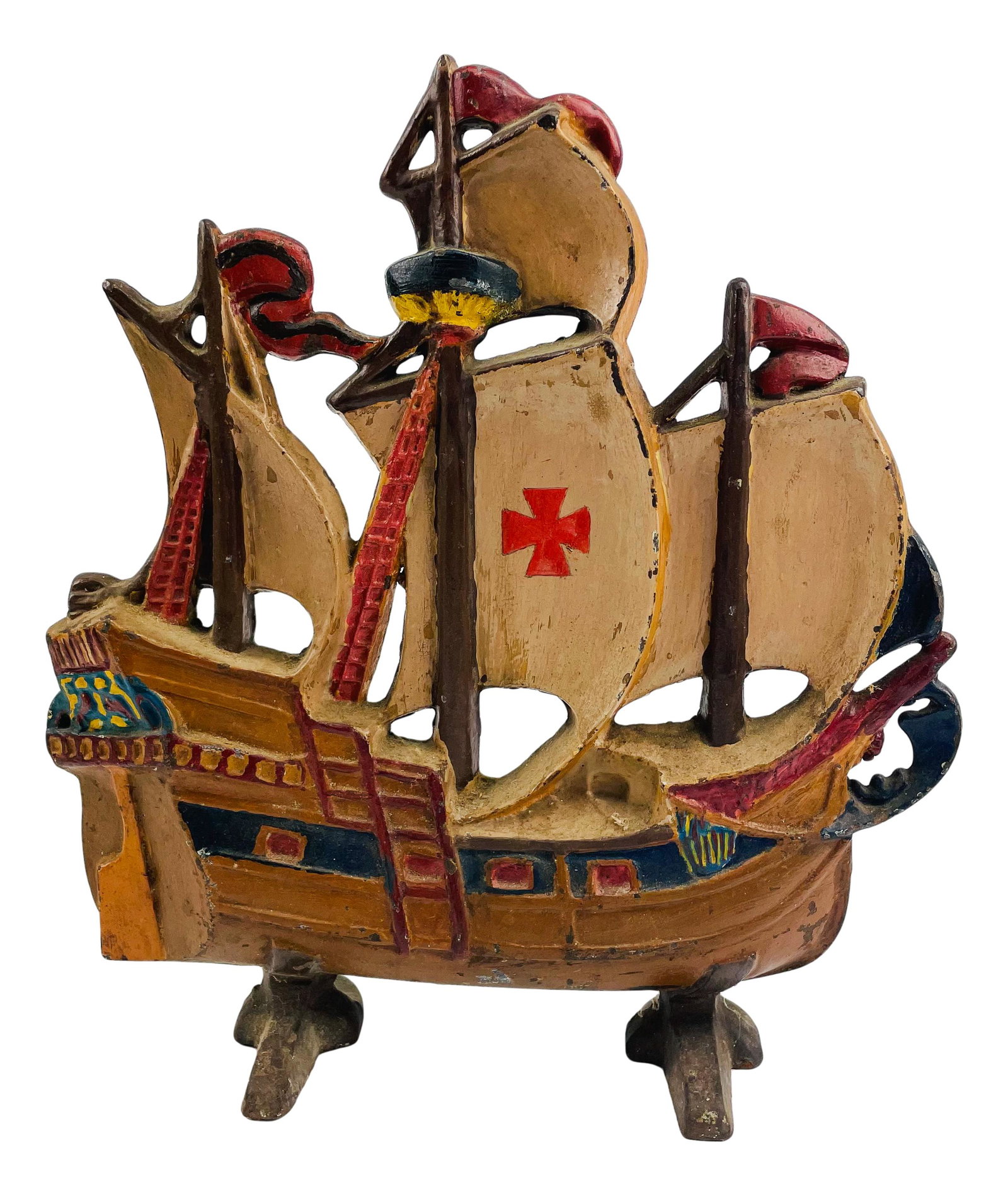 Cast Iron Painted American Clipper Ship Doorstop (1 of 5)