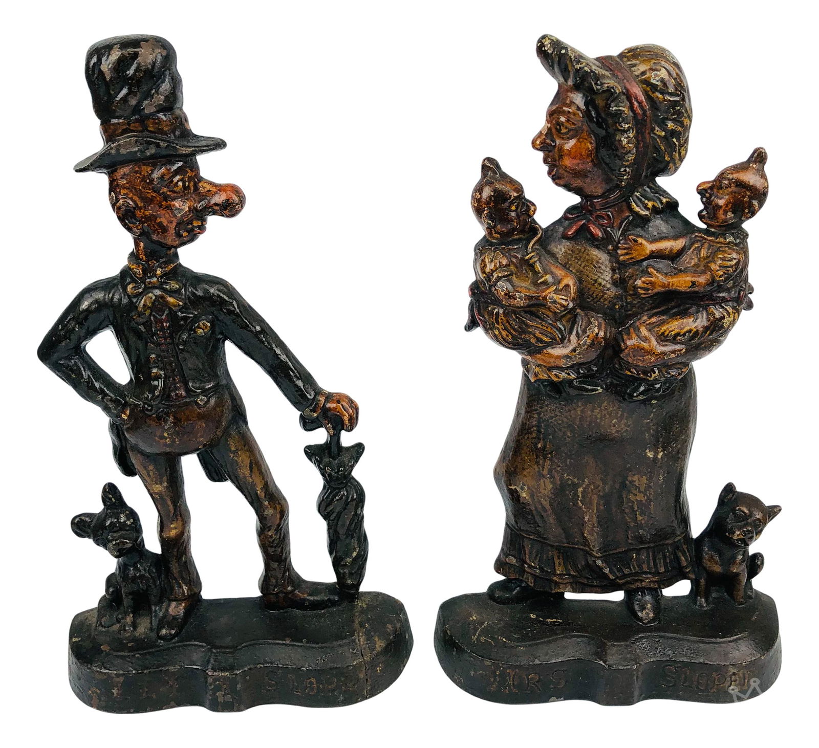 Pair English Ally & Mrs Sloper Cast Iron Doorstop (1 of 6)