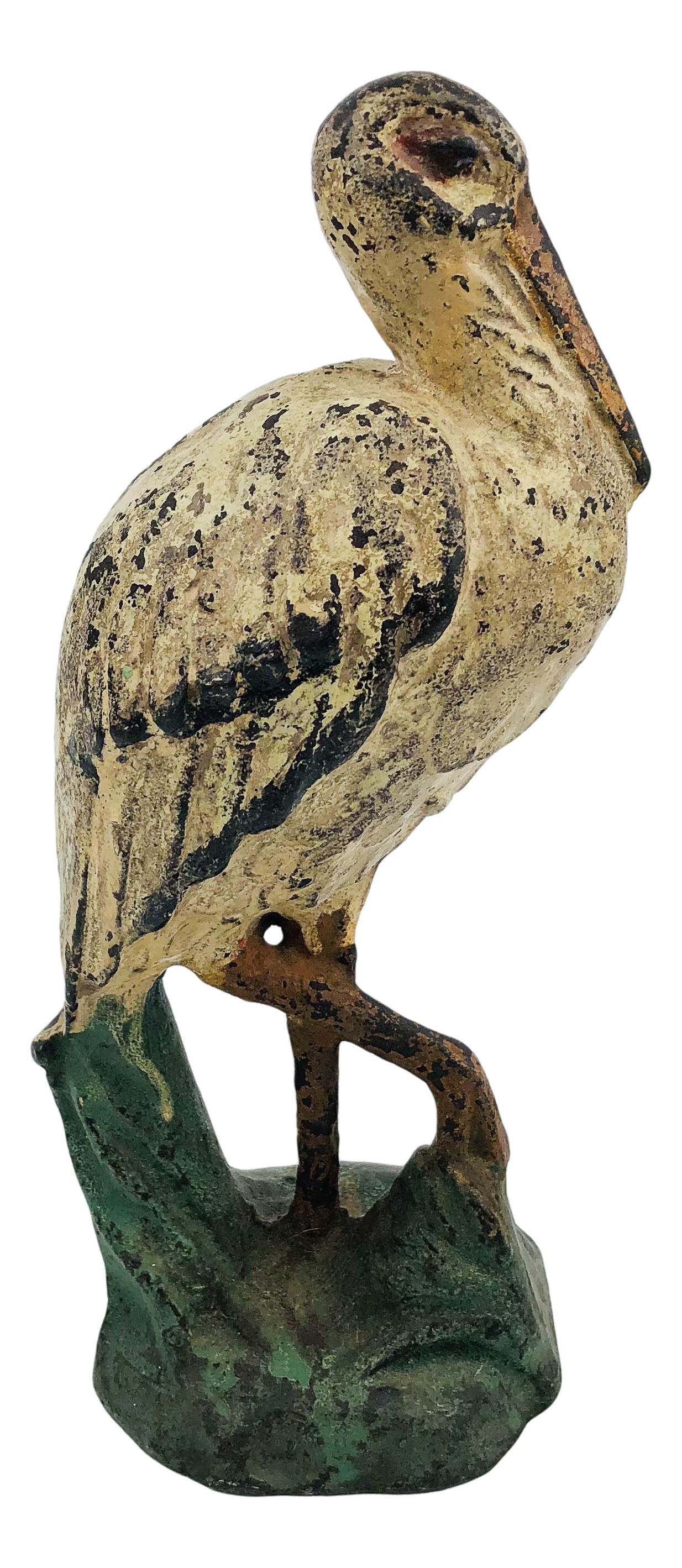 Vintage Cast Iron Crane Bird Figural Doorstop (1 of 3)