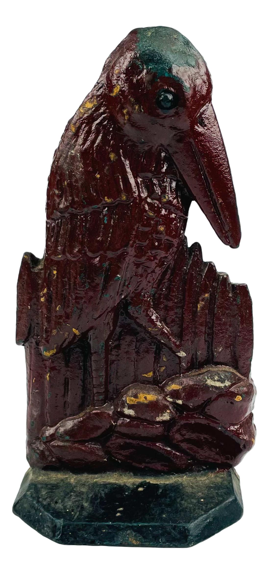 Old Cast Iron Sea Shore Bird Figural Doorstop: Cast iron doorstop featuring a sea shore bird. No apparent markings, being advertised in the style of Hubley and Bradley & Hubbard. SHIPPING MIDDLEMANBROKERS INC. will offer in-house continental USA s