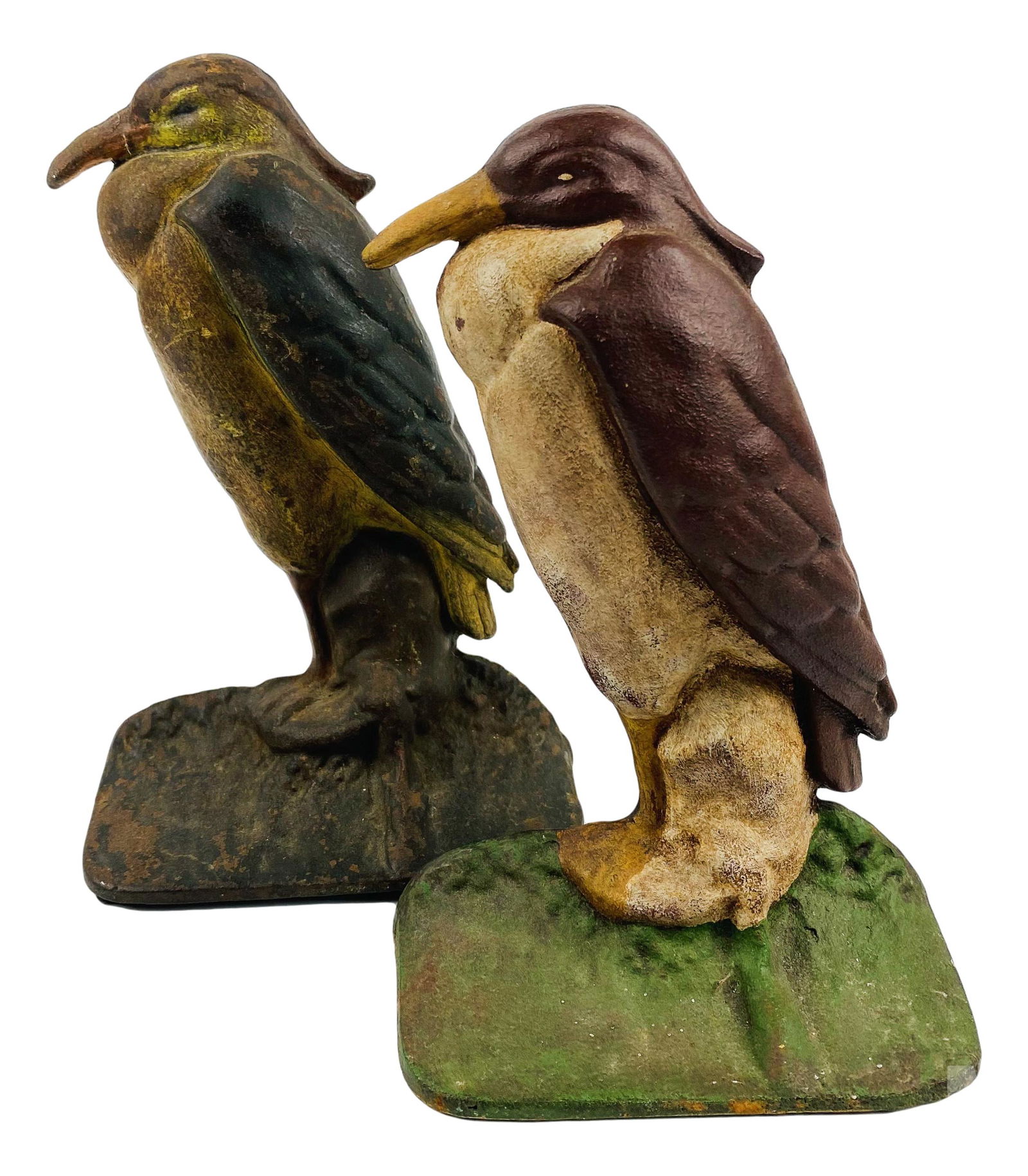 Pair of Old Cast Iron Heron Bird Figural Doorstops (1 of 3)