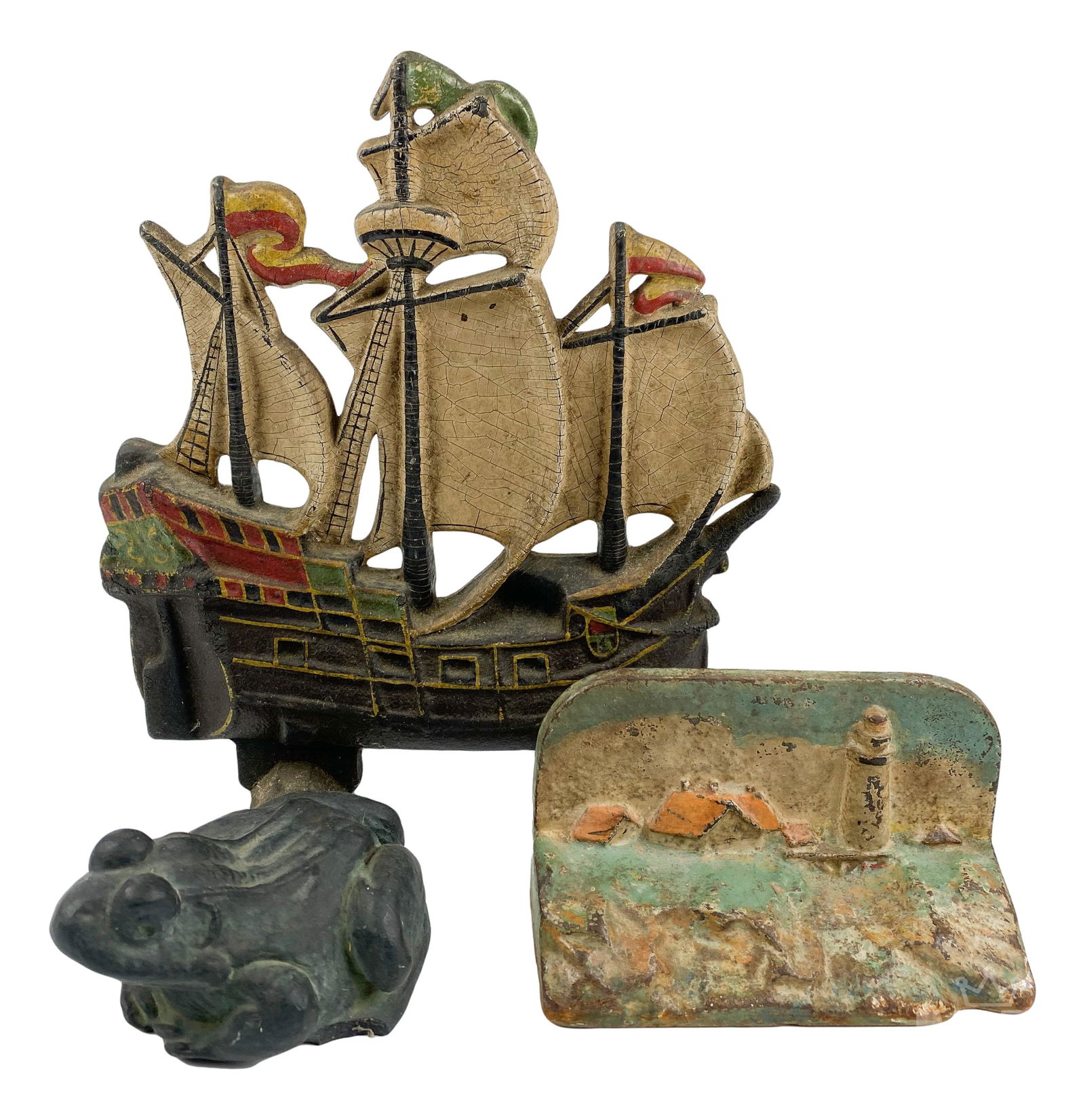 Cast Iron Boat, Coastal Seascape & Frog Doorstops (1 of 6)