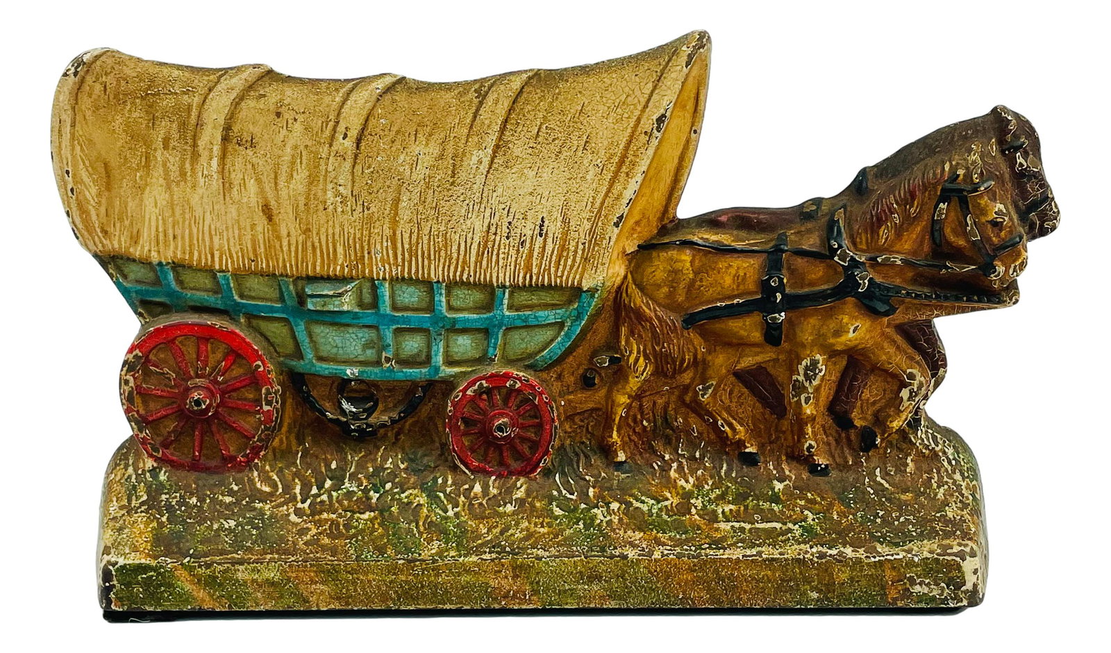 Hubley Cast Iron Horse Covered Wagon Doorstop (1 of 5)