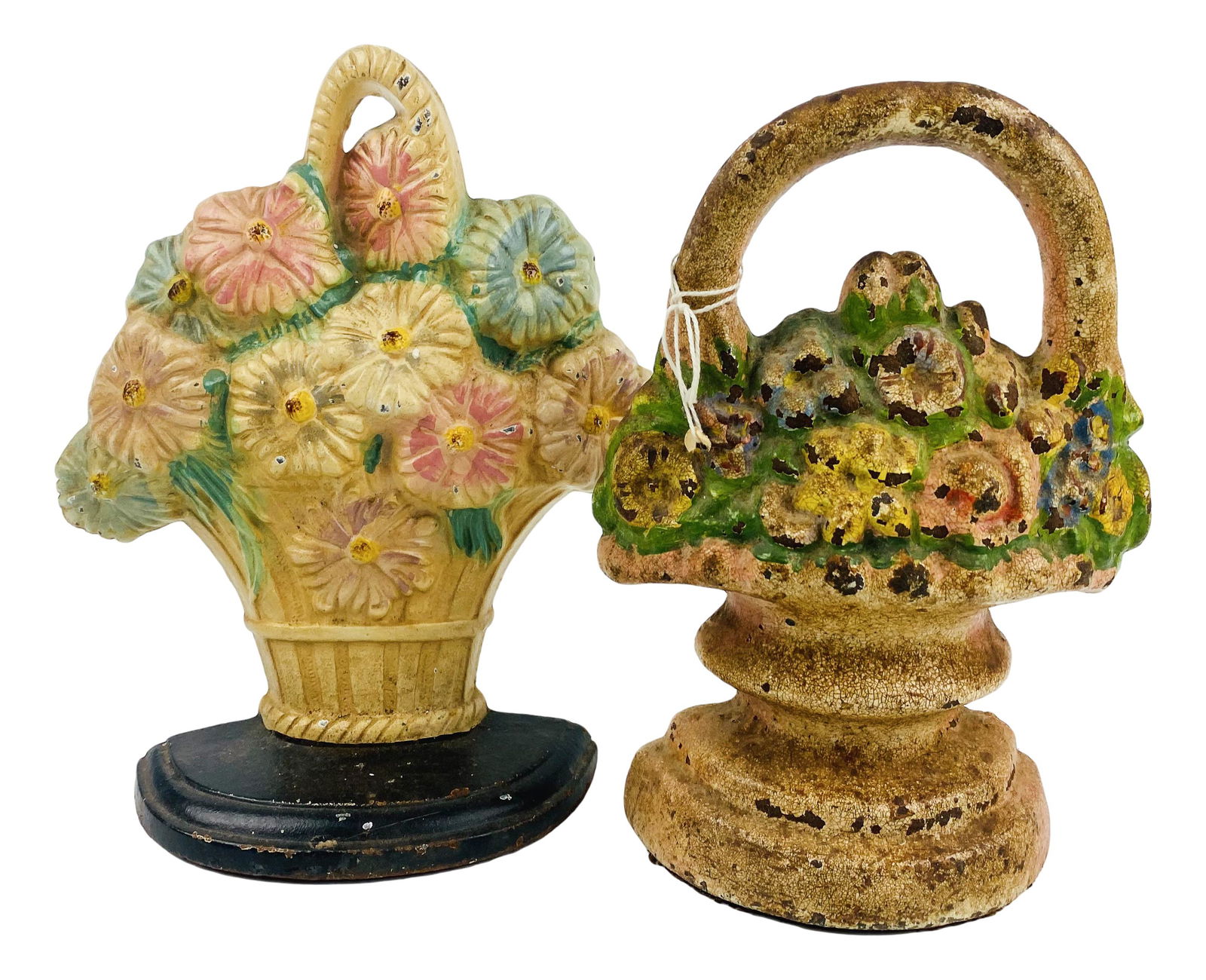 Lot Cast Iron Flower Basket Vintage Doorstops (1 of 4)