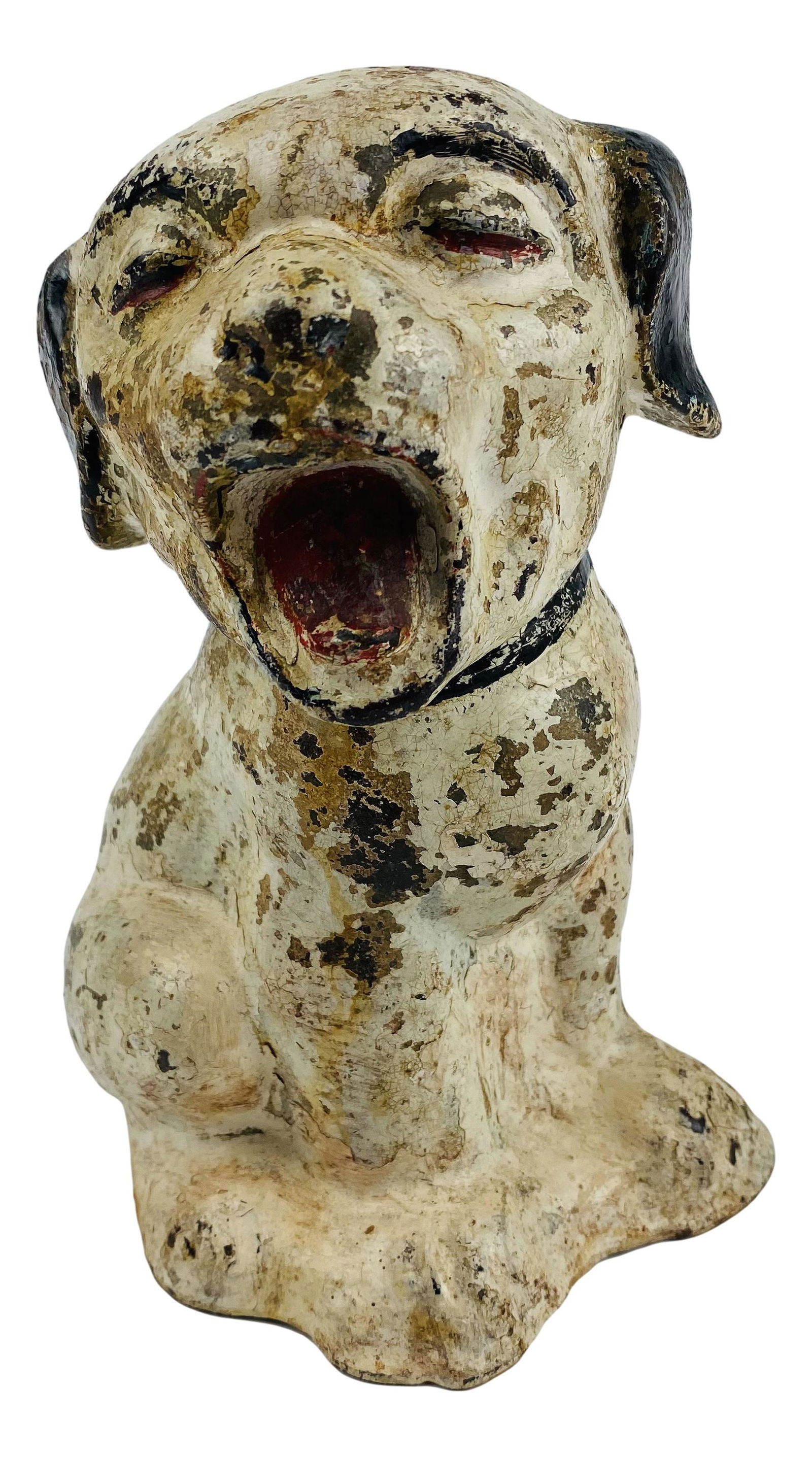 Cast Iron Sitting Yawning Tired Dog Doorstop (1 of 4)