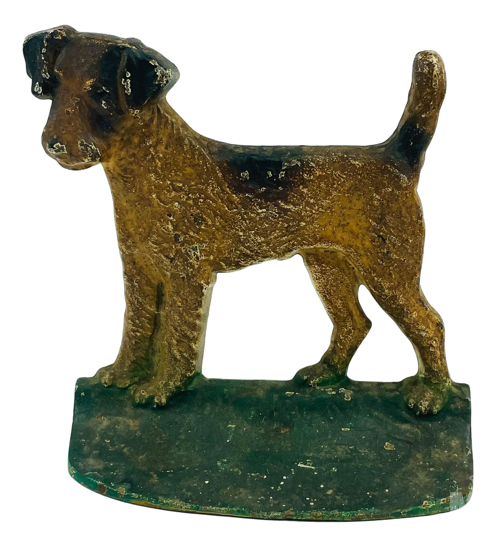 Cast Iron Fox Terrier Dog on Grass Doorstop #351 (1 of 5)