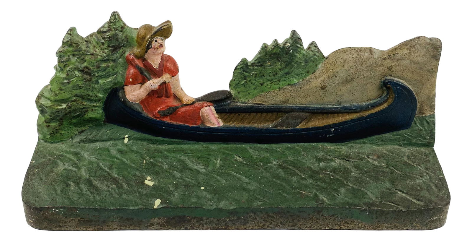 Cast Iron Woman Sitting in Canoe Doorstop #133 (1 of 4)