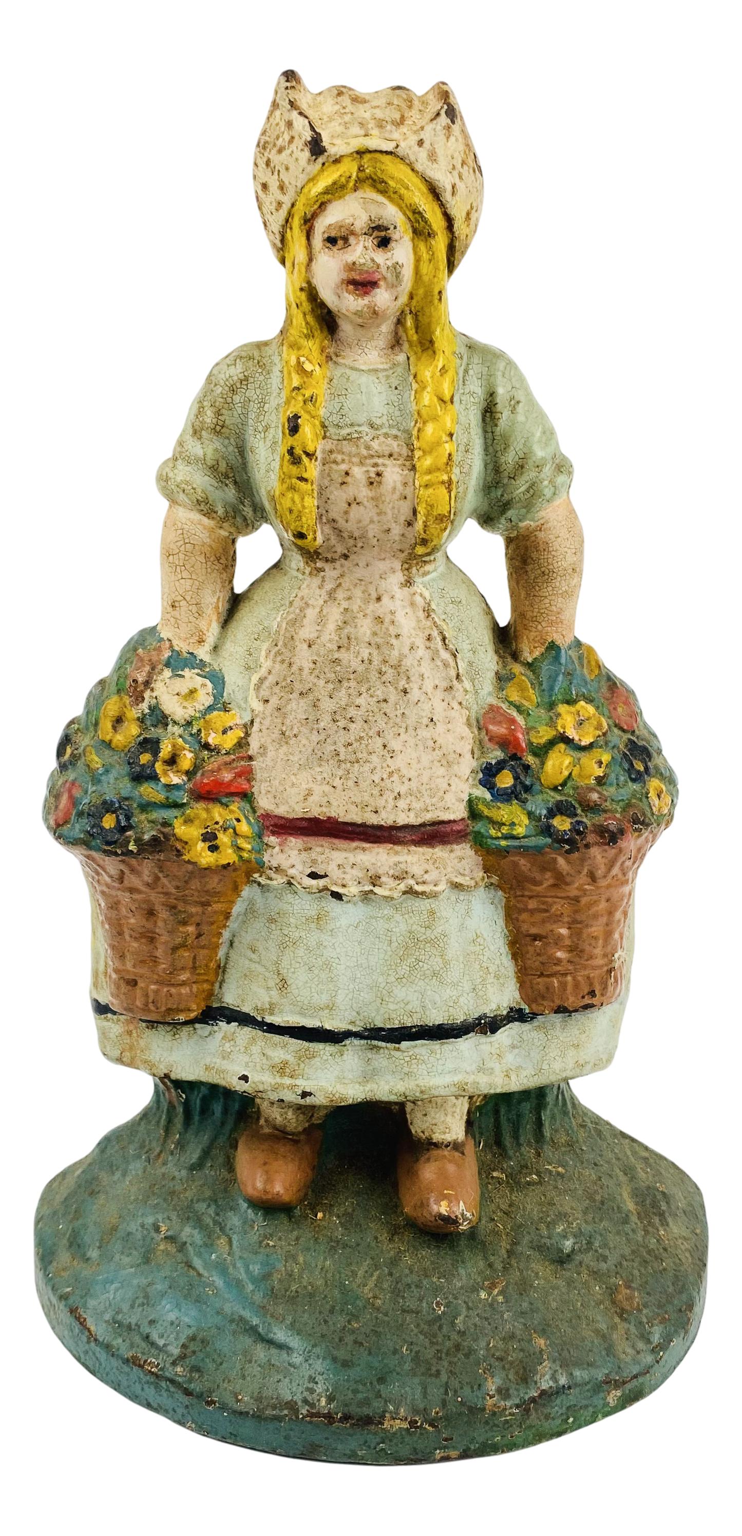 Cast Iron Dutch Girl Vintage Figural Doorstop (1 of 3)