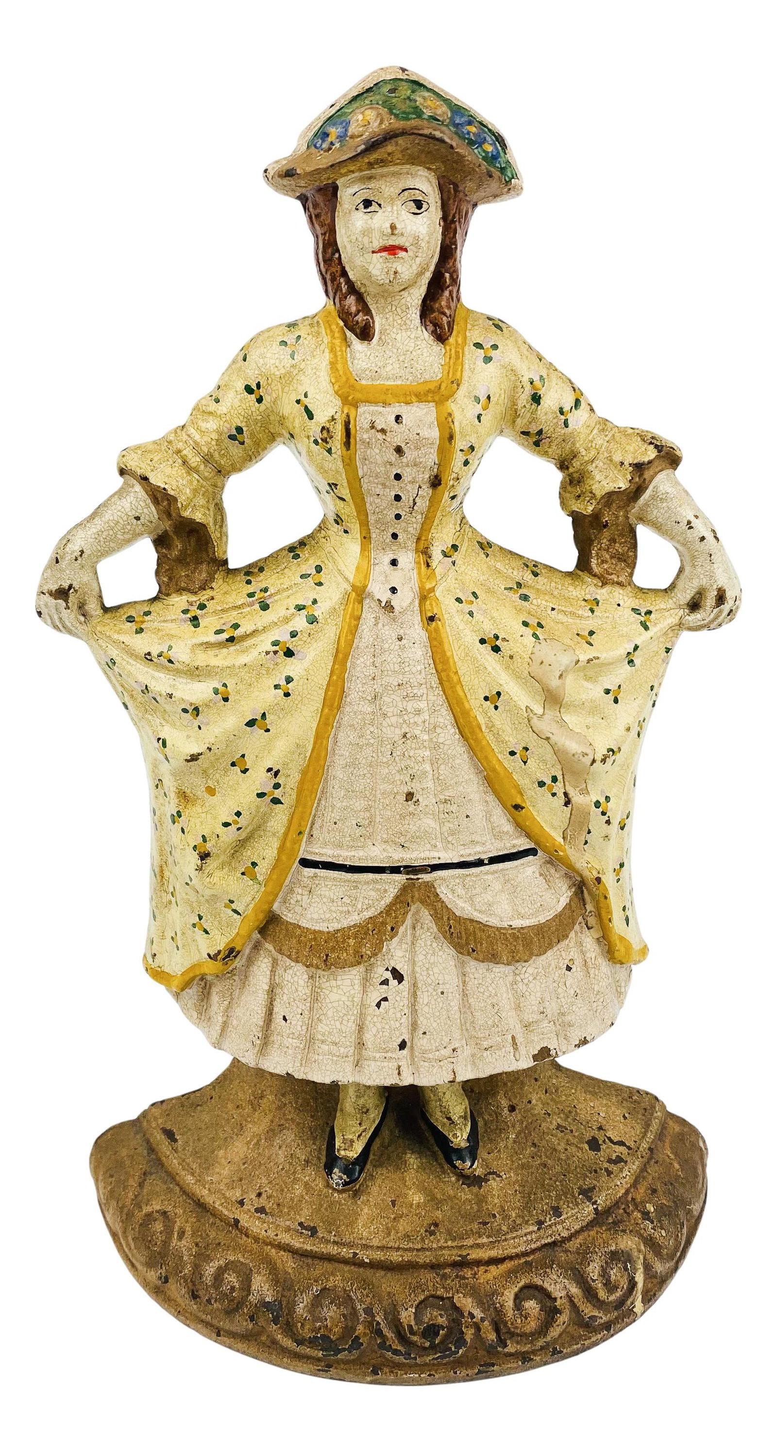 French Dressed Girl Cast Iron Figural Doorstop #23 (1 of 4)
