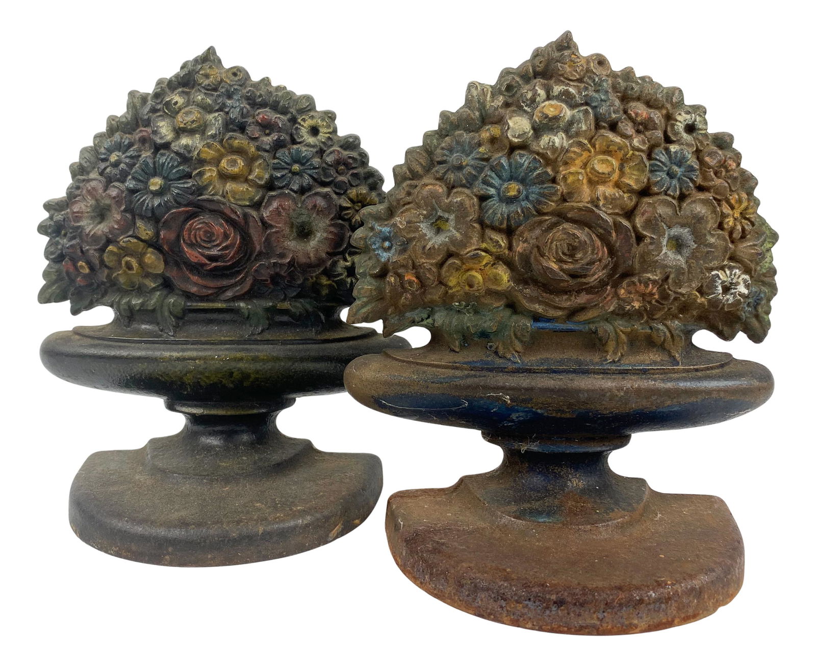Pair of B&H Cast Iron Flower Bouquet Doorstops (1 of 4)