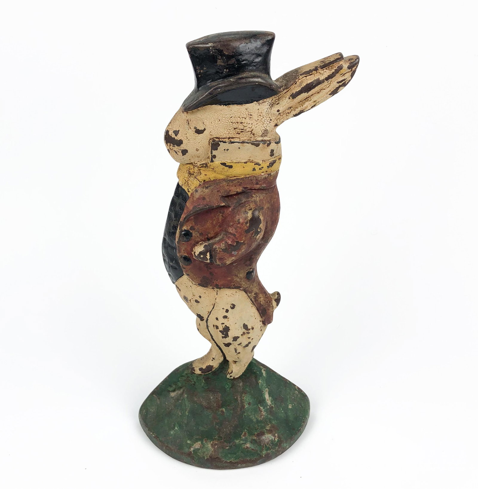 Antique Cast Iron Top Hat Rabbit Figural Doorstop (1 of 3)