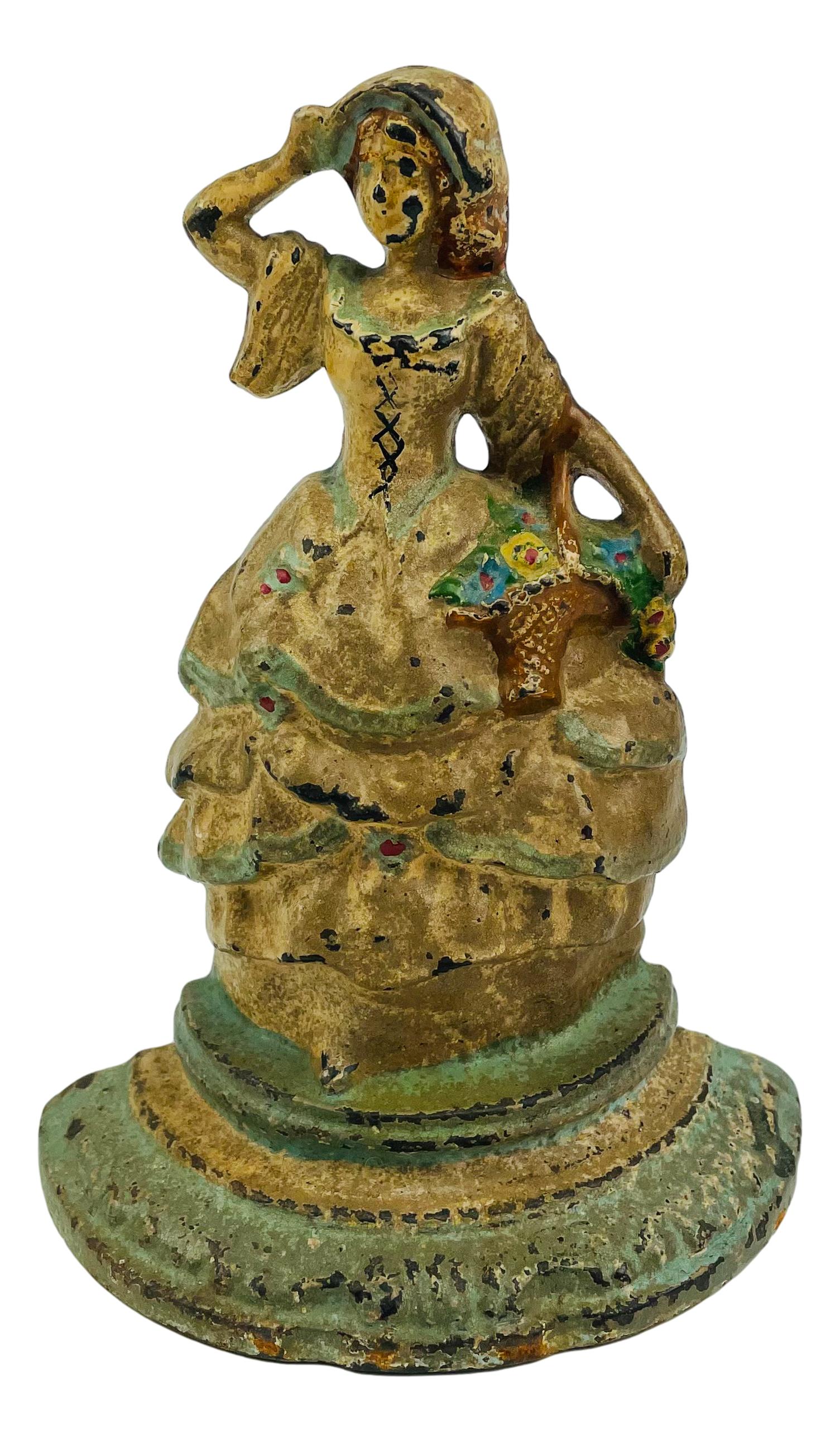Cast Iron Little Bo Peep Basket Doorstop #119 (1 of 5)