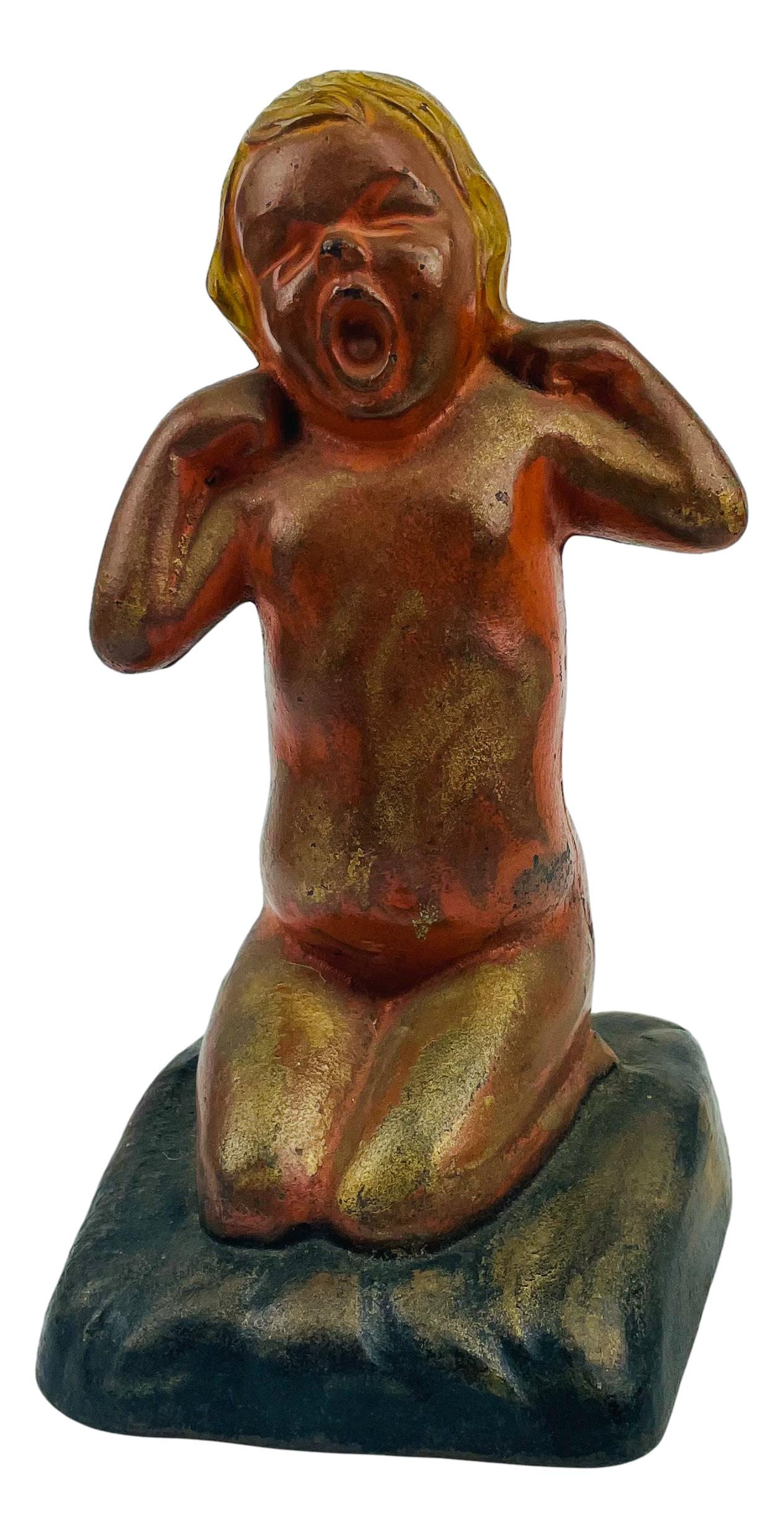 ML Corp Cast Iron Yawning Baby Boy Doorstop (1 of 6)