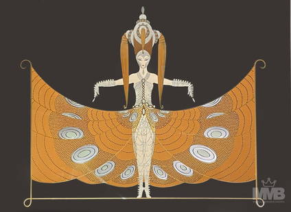 Erte Hindu Goddess Art Deco Lithograph SIGNED: Erte ~ Romain de Tirtoff ( 1892 - 1990 ) Russian born French artist and designer. Called "the Father of Art Deco" for the illustrations and designs he created throughout the 20th century. Work titled