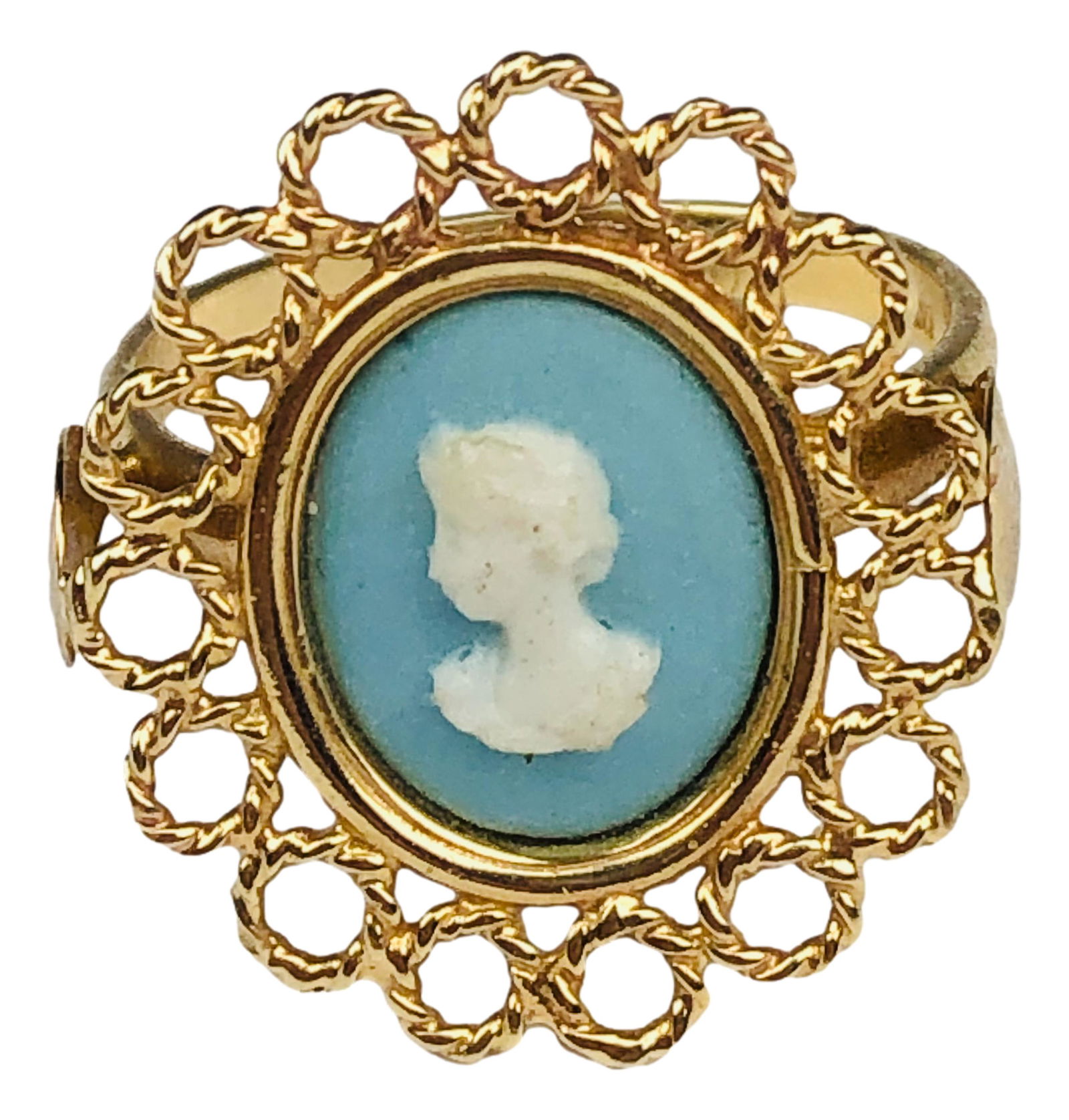 Rossana 14K Gold Carved Cameo Designer Ring Size 9 (1 of 5)