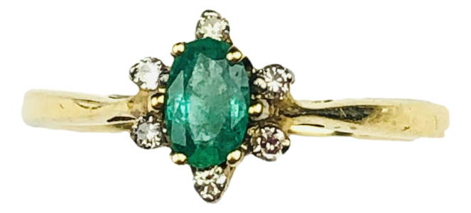 14K Gold & Green Emerald Women's Ring Size 6