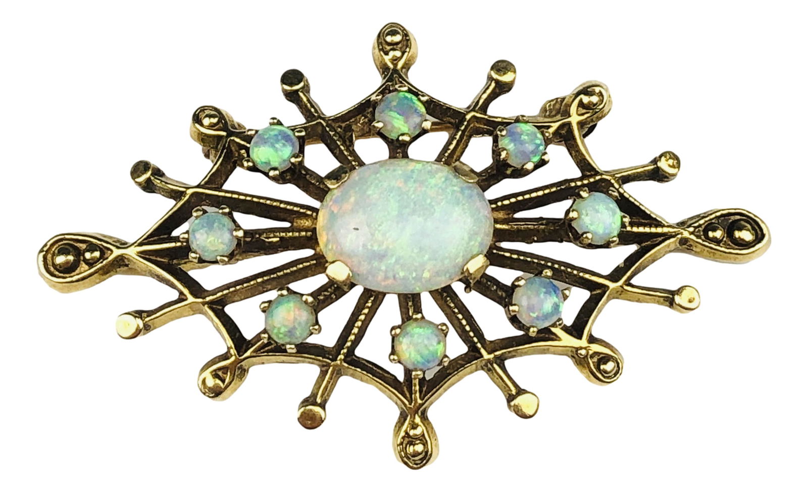 14K w Opal Victorian Romantic Revival Brooch Pin (1 of 4)