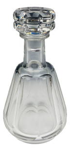 Baccarat Crystal Tallyrand Whiskey Liquor Decanter: French clear crystal art glass bar barware decanter in the Tallyrand pattern. Production years : 1937 - 1970. Design features cut panels around the body. Stopper with geometric cut designs. Smooth