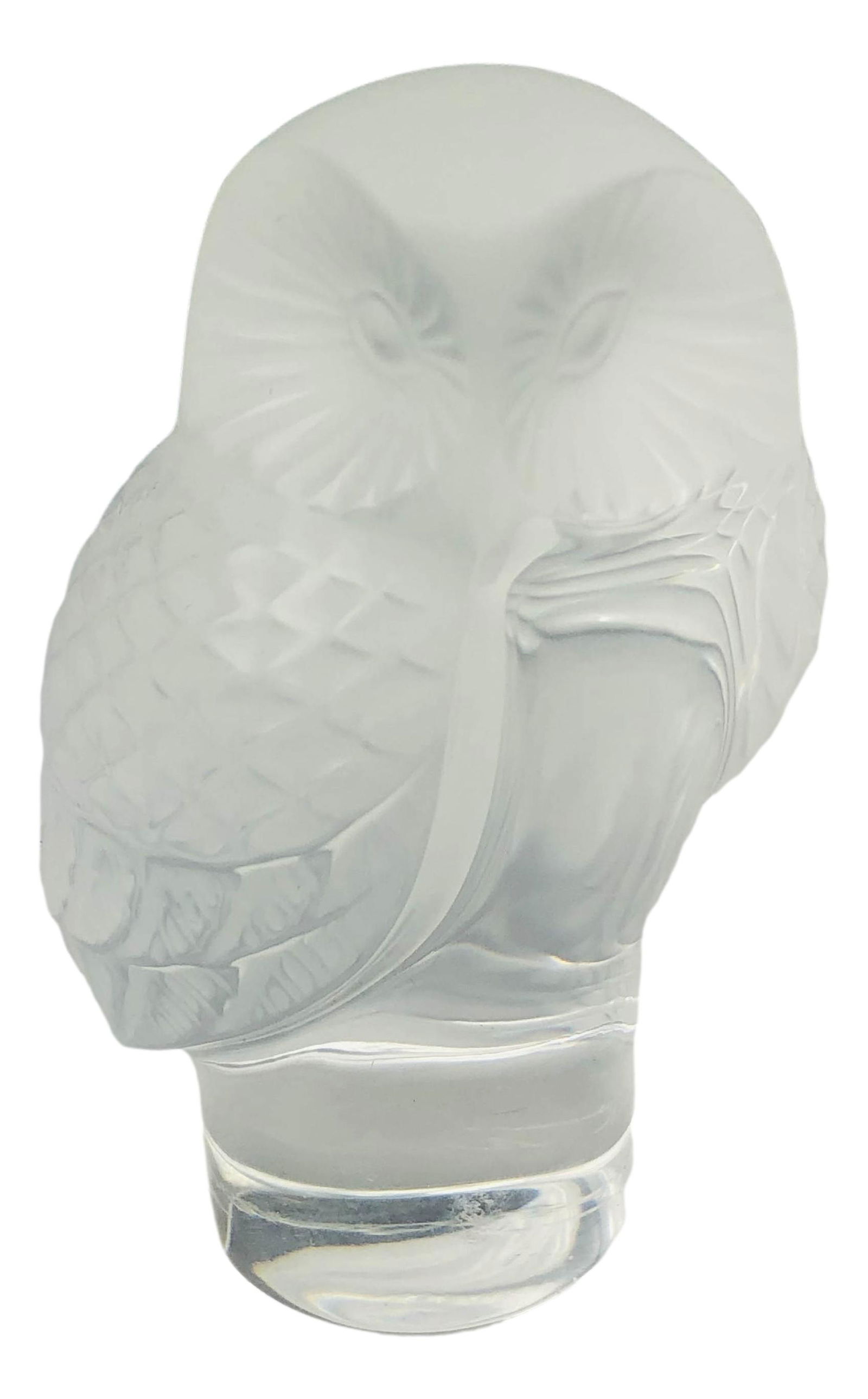 Lalique Frosted Crystal Hibou Owl Desk Paperweight (1 of 3)