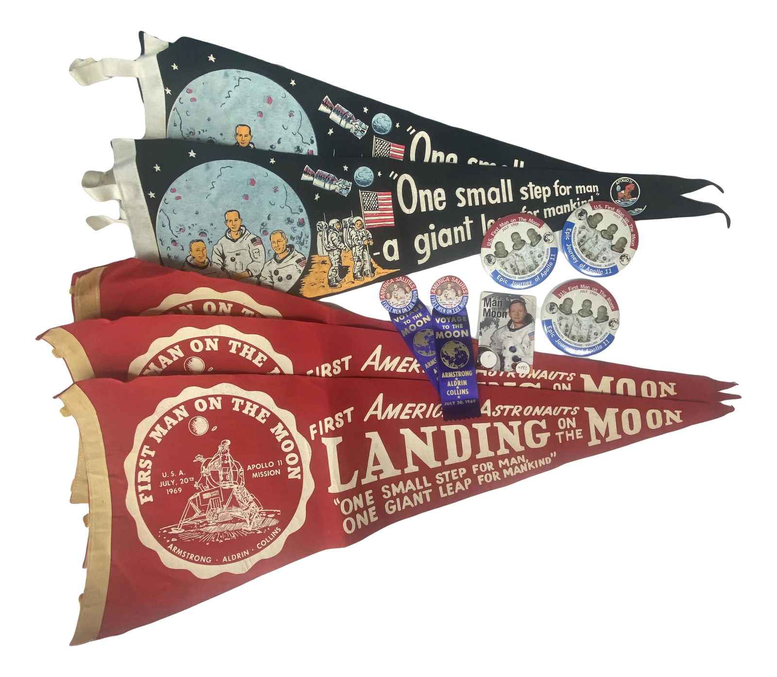Apollo 11 Banners LE Card & Pin Back Buttons LOT (1 of 5)