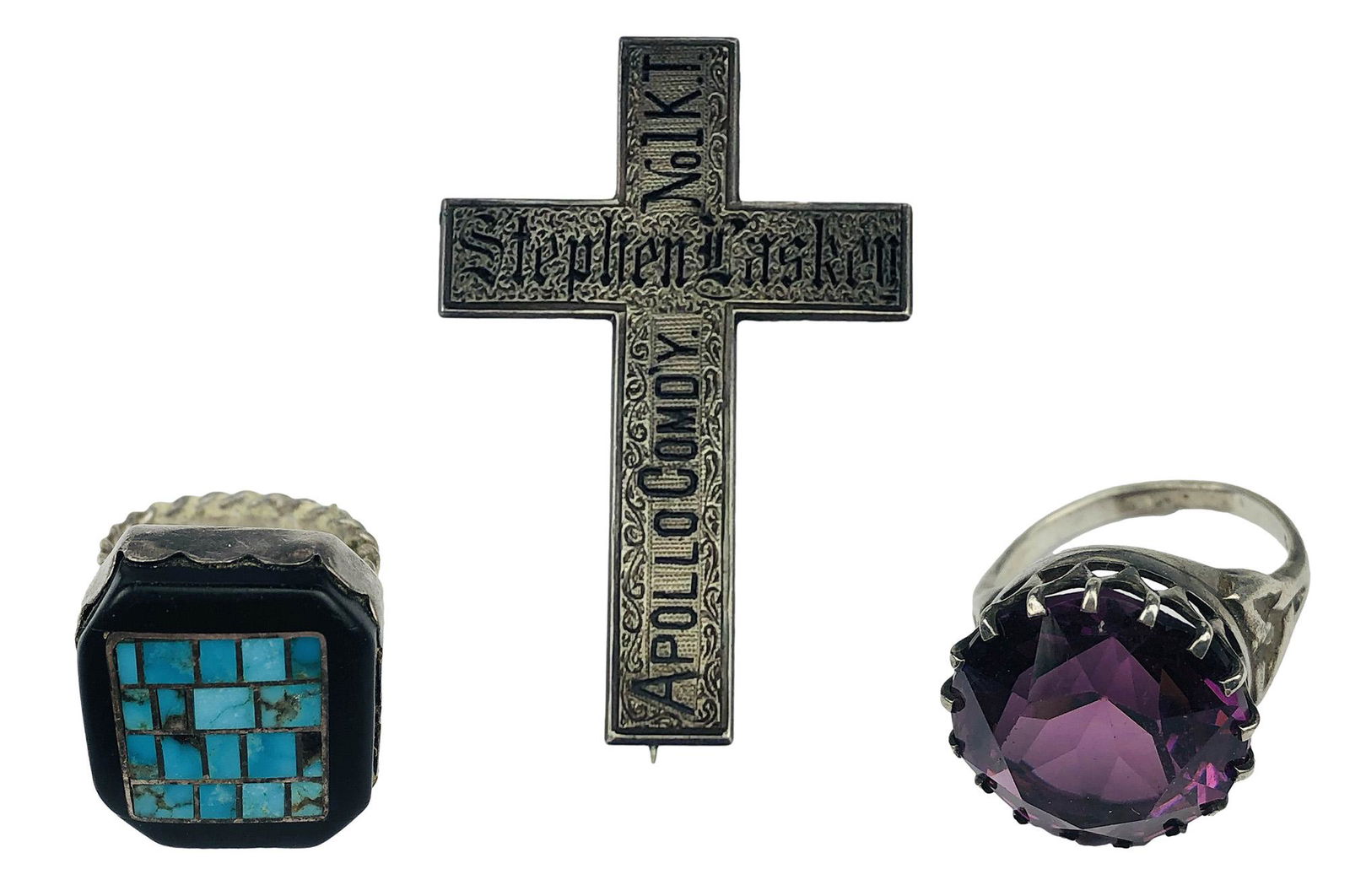 Sterling Silver Cross Turquoise Amethyst Ring LOT (1 of 9)